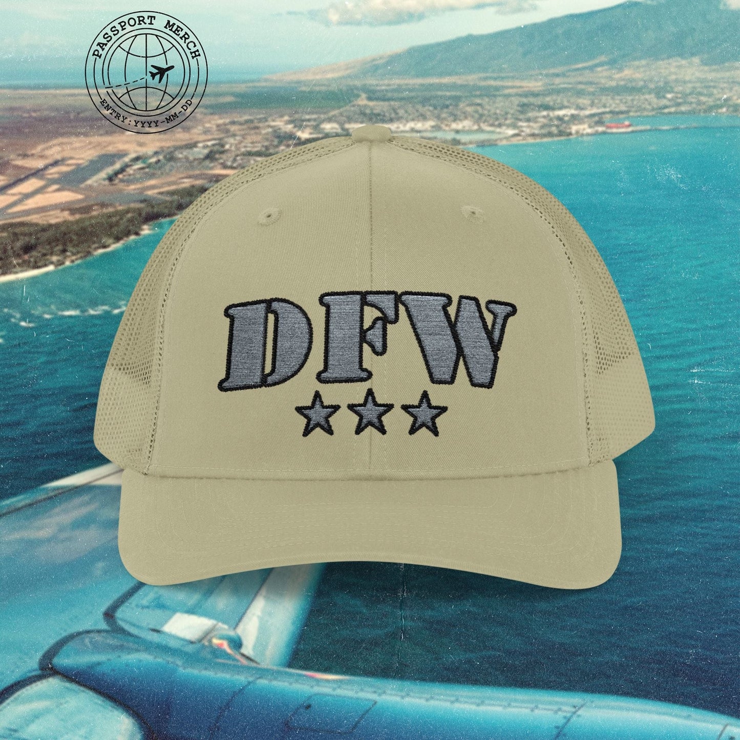 Classic Military, Dallas Fort Worth Texas Airport Code (DFW) Embroidered Trucker Hat