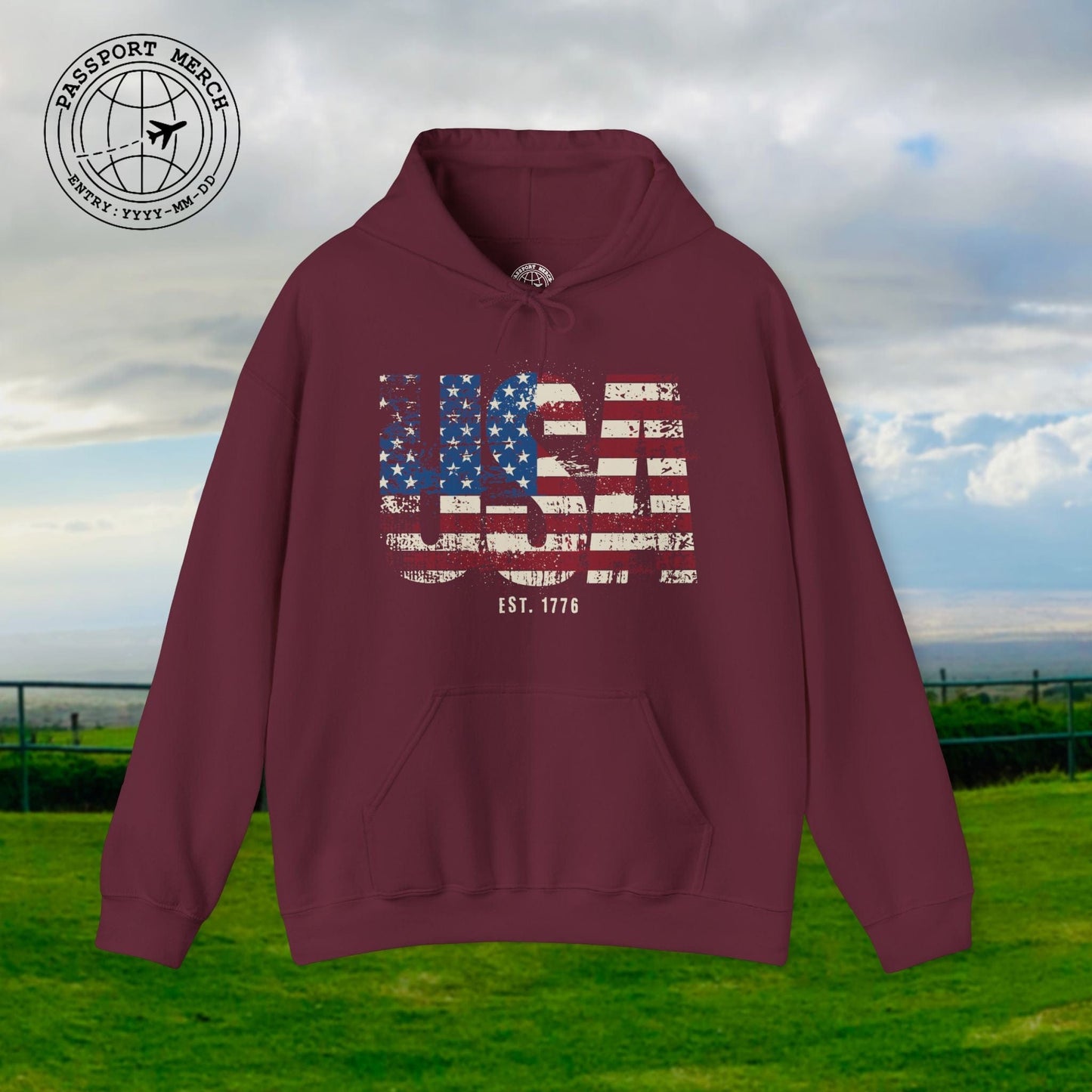 Vintage Distressed USA Letter Flag Hoodie