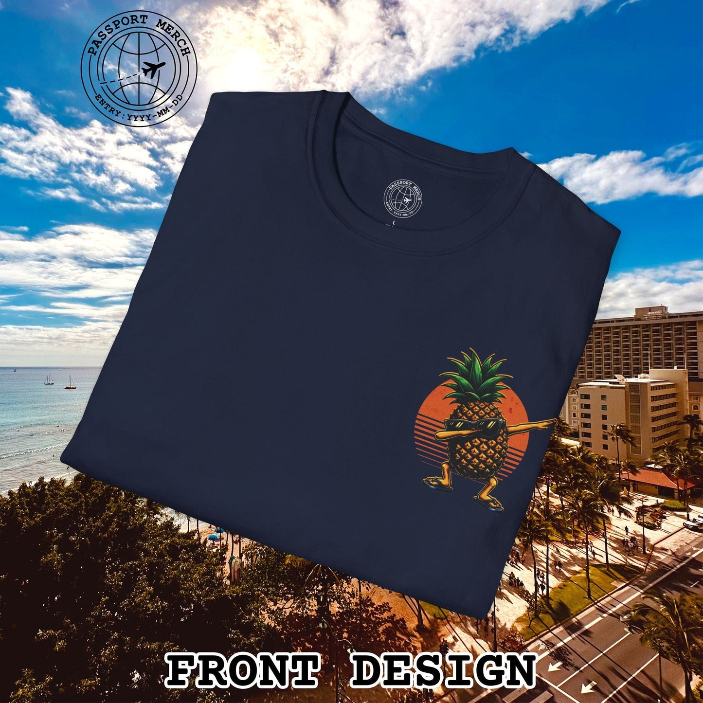 Aloha Friday Dabbing Pineapple Hawaii, Back Print T-Shirt