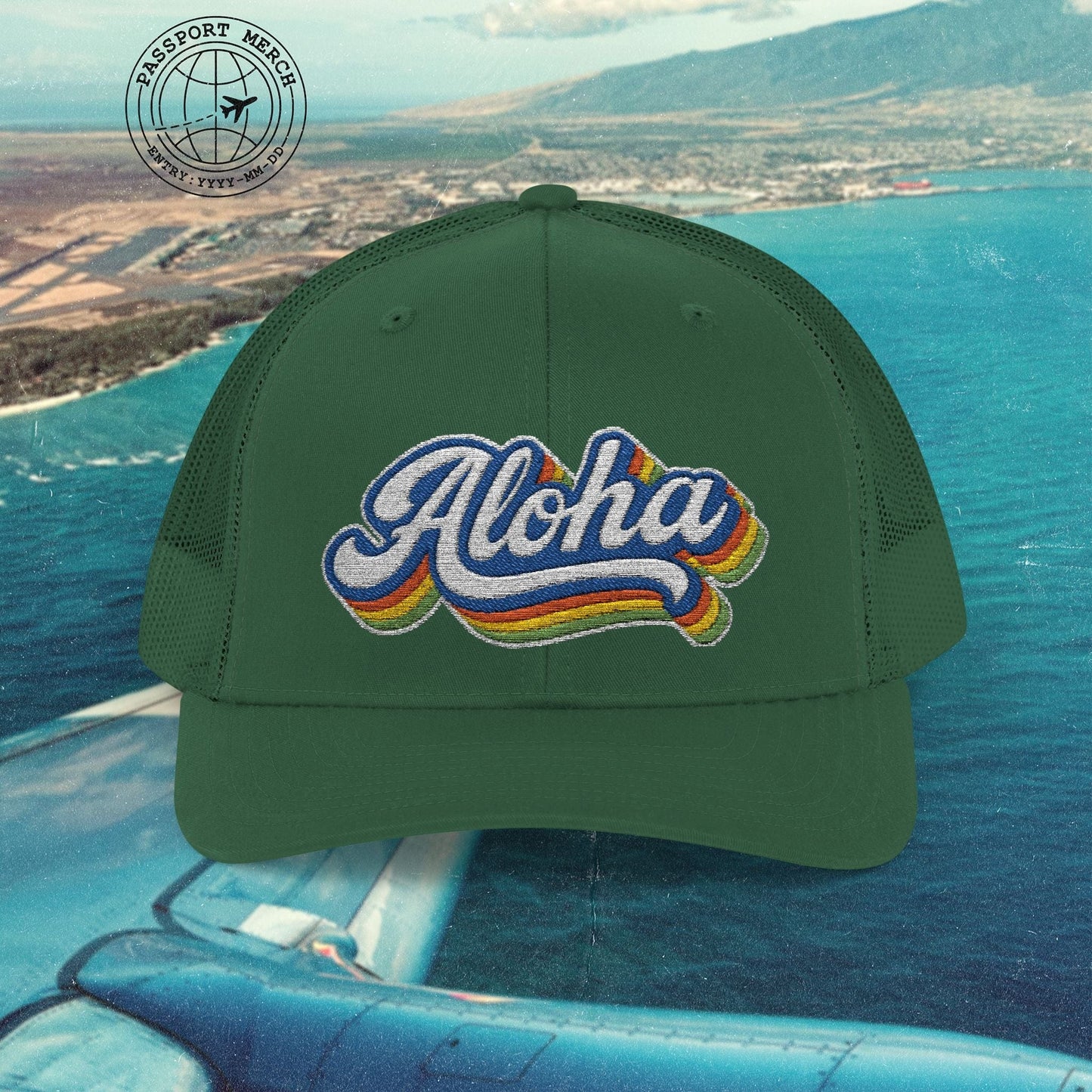Classic 70s, Aloha, Hawaii Embroidered Trucker Hat