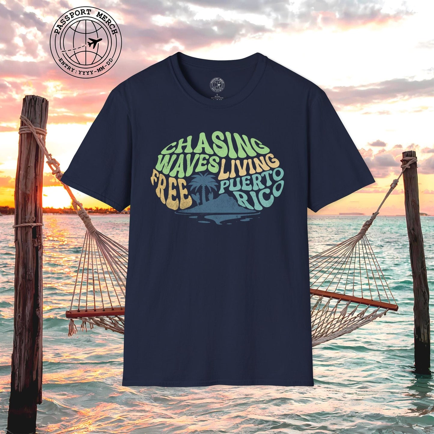 Chasing Waves Living Free Puerto Rico T-Shirt