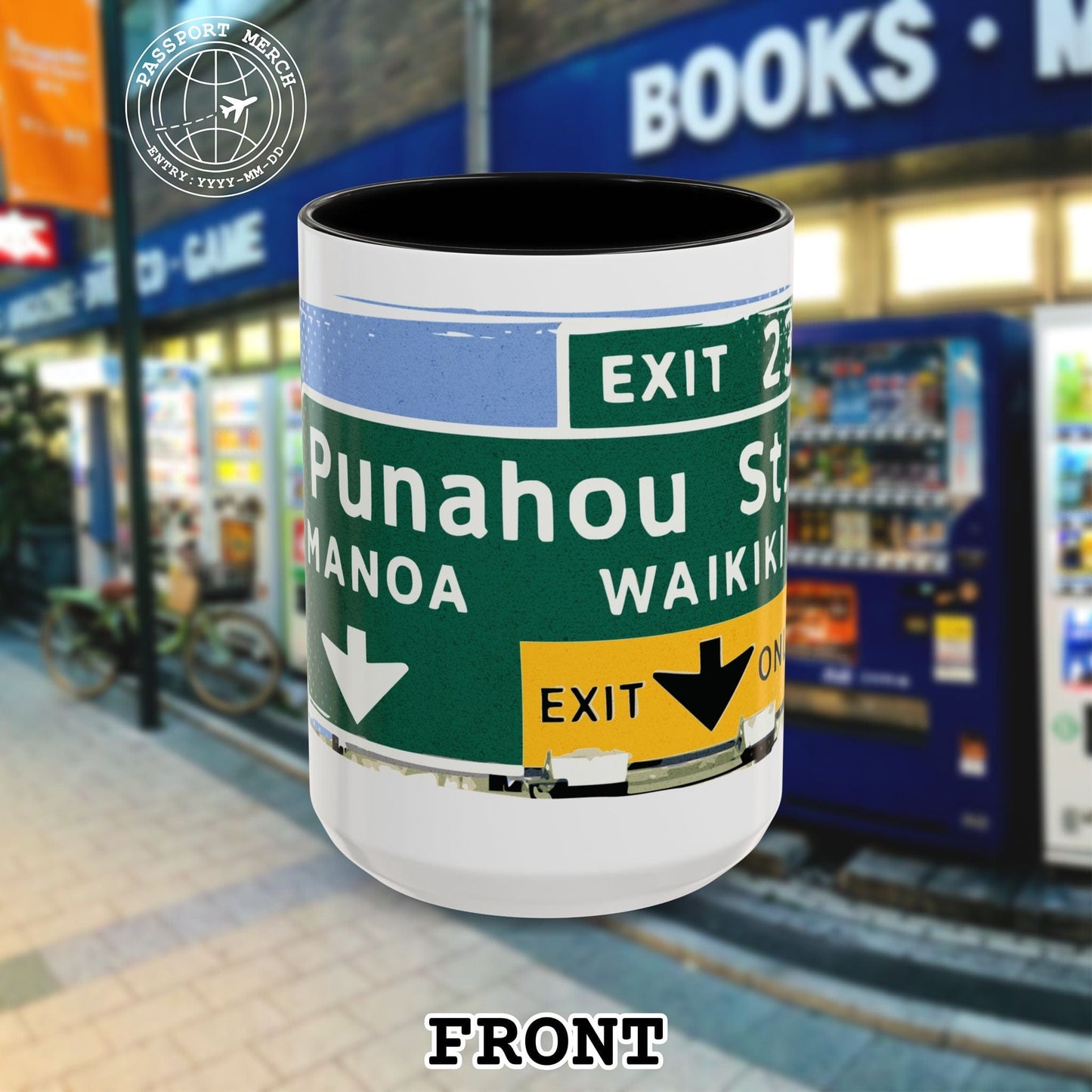 Signs of Wanderlust, Waikiki, Exit Only, Hawaii 15oz Mug