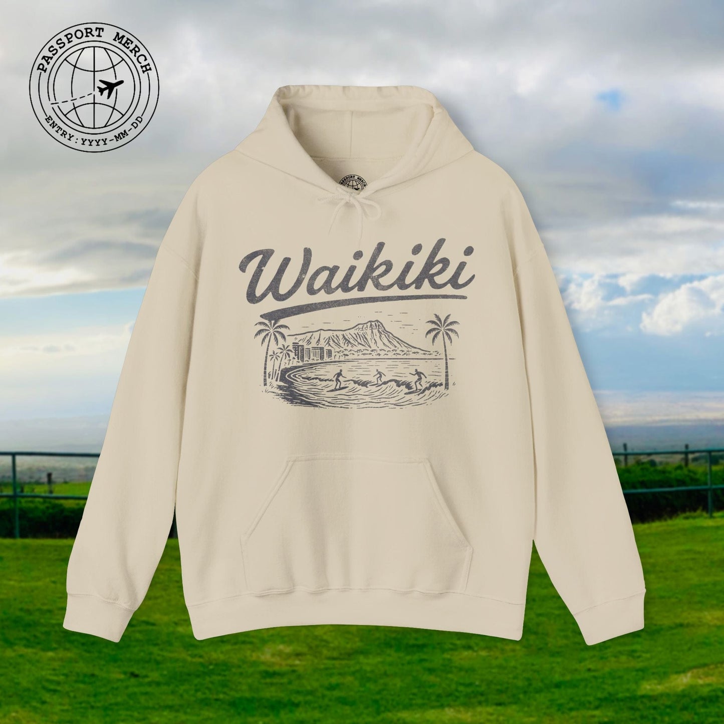 Monochrome Dreams of Waikiki, Hawaii Hoodie