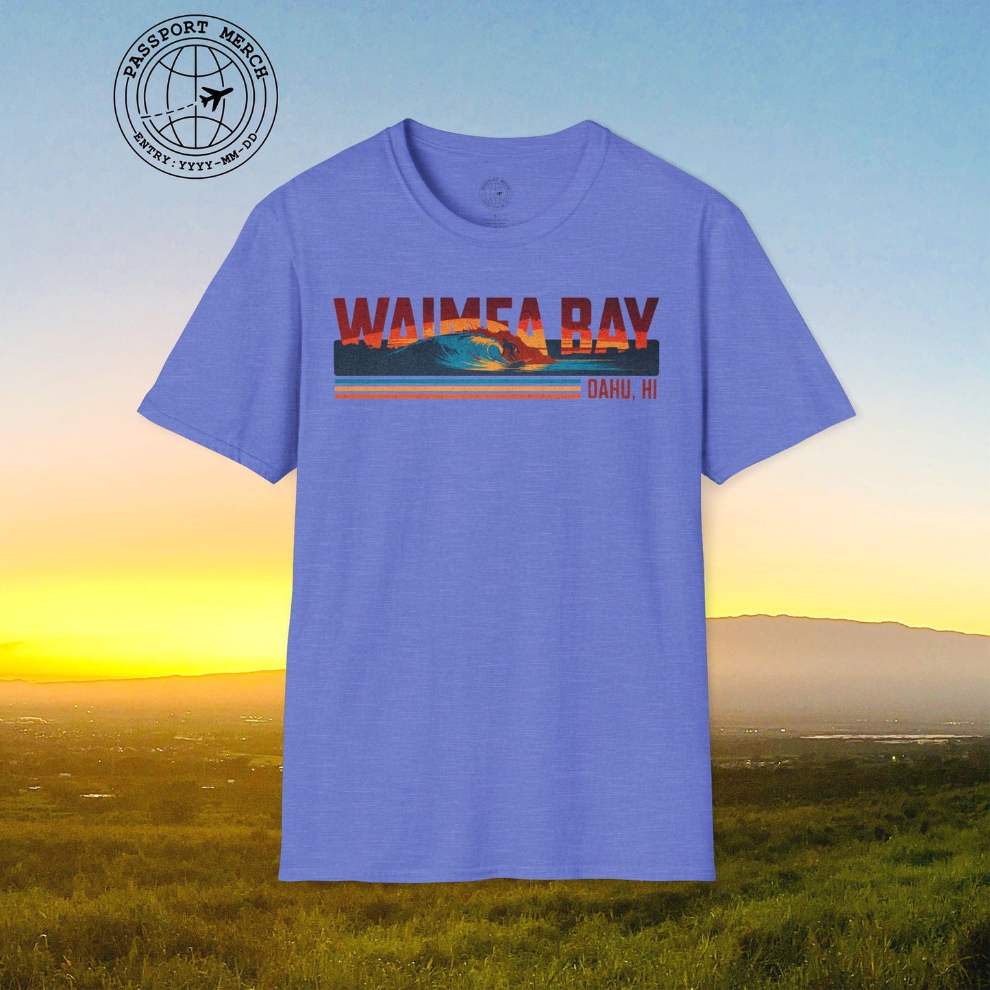 Waimea Bay, Oahu, Hawaii - Vibrant Surf Retro T-Shirt