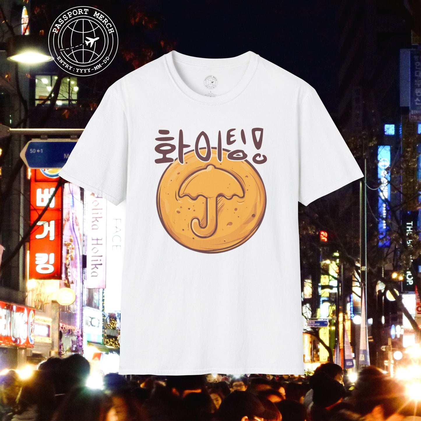 Korean "Fighting" Hangul and Dalgona Umbrella T-Shirt