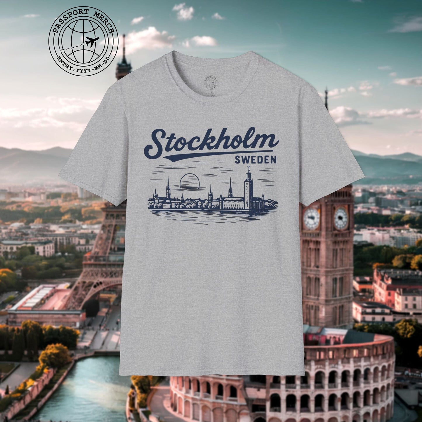 Monochrome Dreams of Stockholm, Sweden T-Shirt