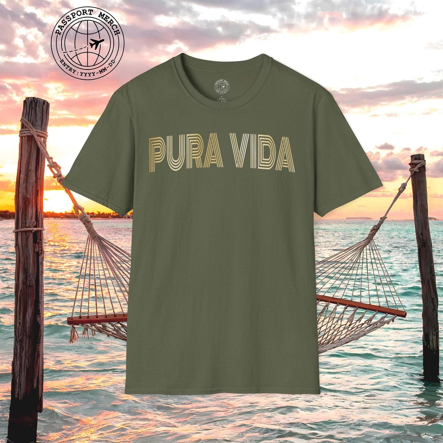 Retro Bling Pura Vida, Costa Rica T-Shirt