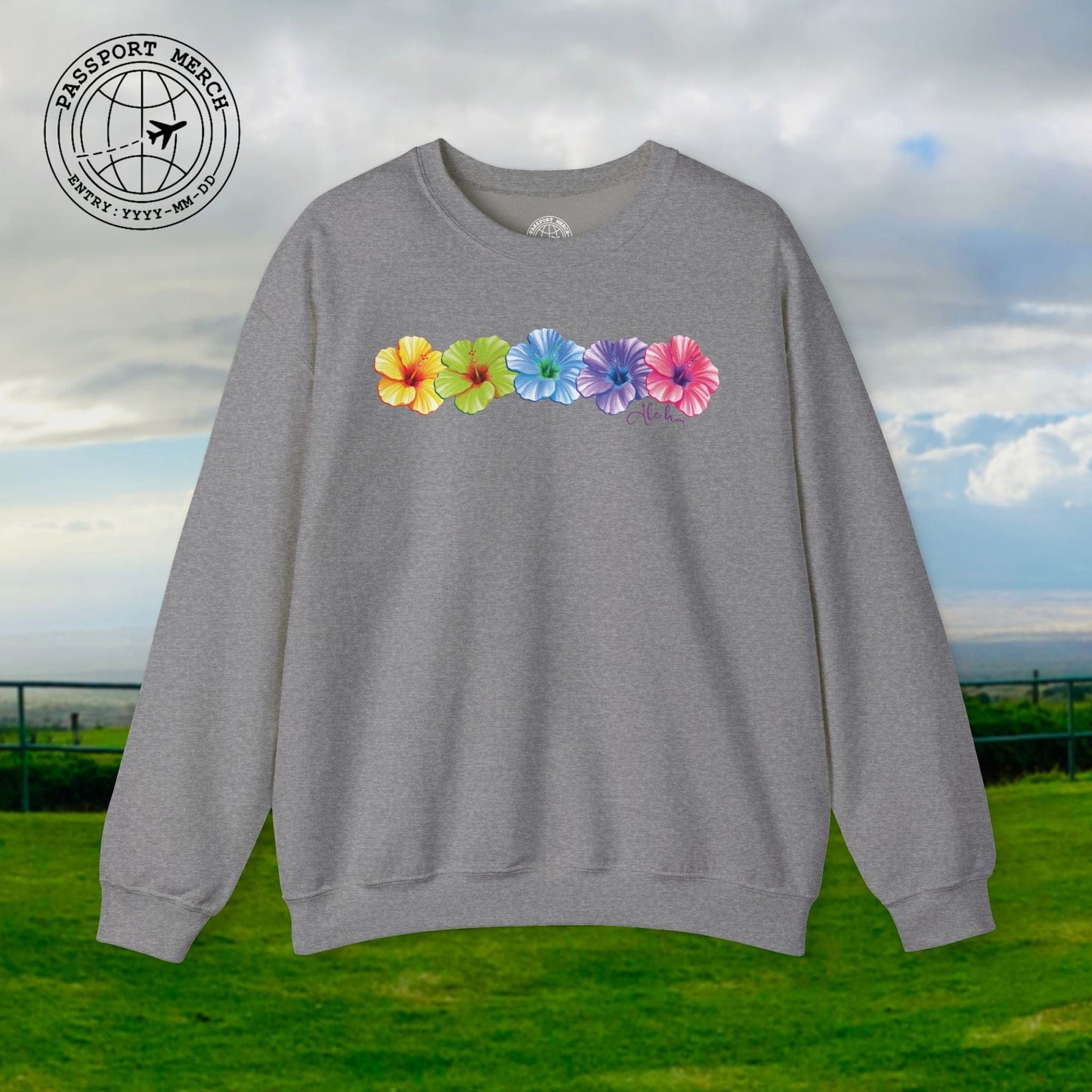 Five Vibrant Hibiscus, Hawaii Crewneck