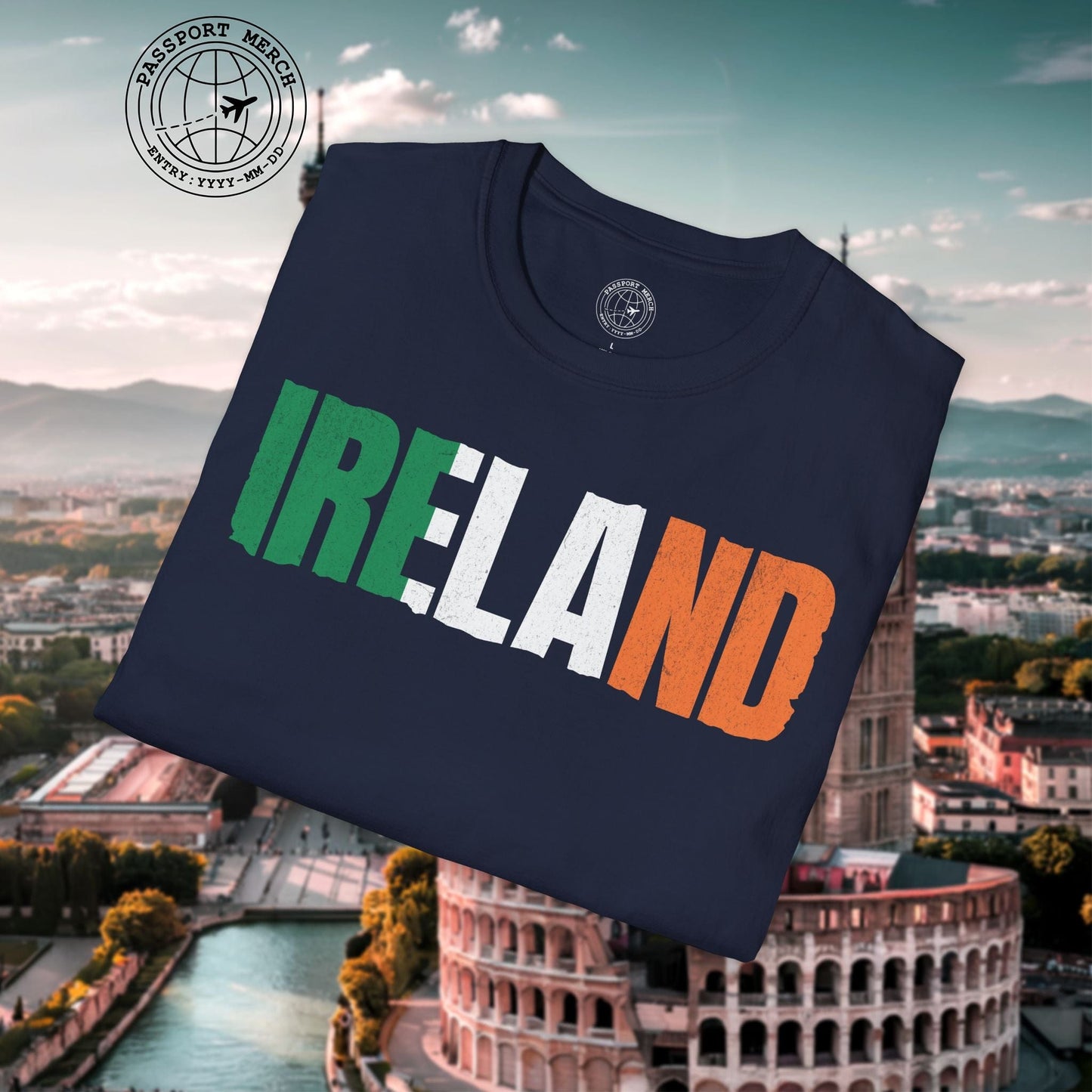 Vintage Ireland Patriotism Letter Flag T-Shirt