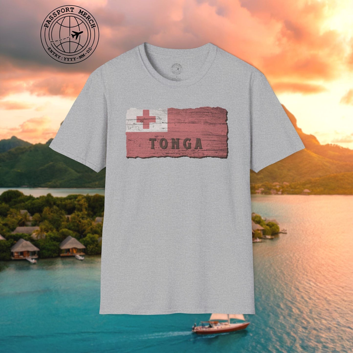 Kingdom of Tonga Woodworked Flag T-Shirt