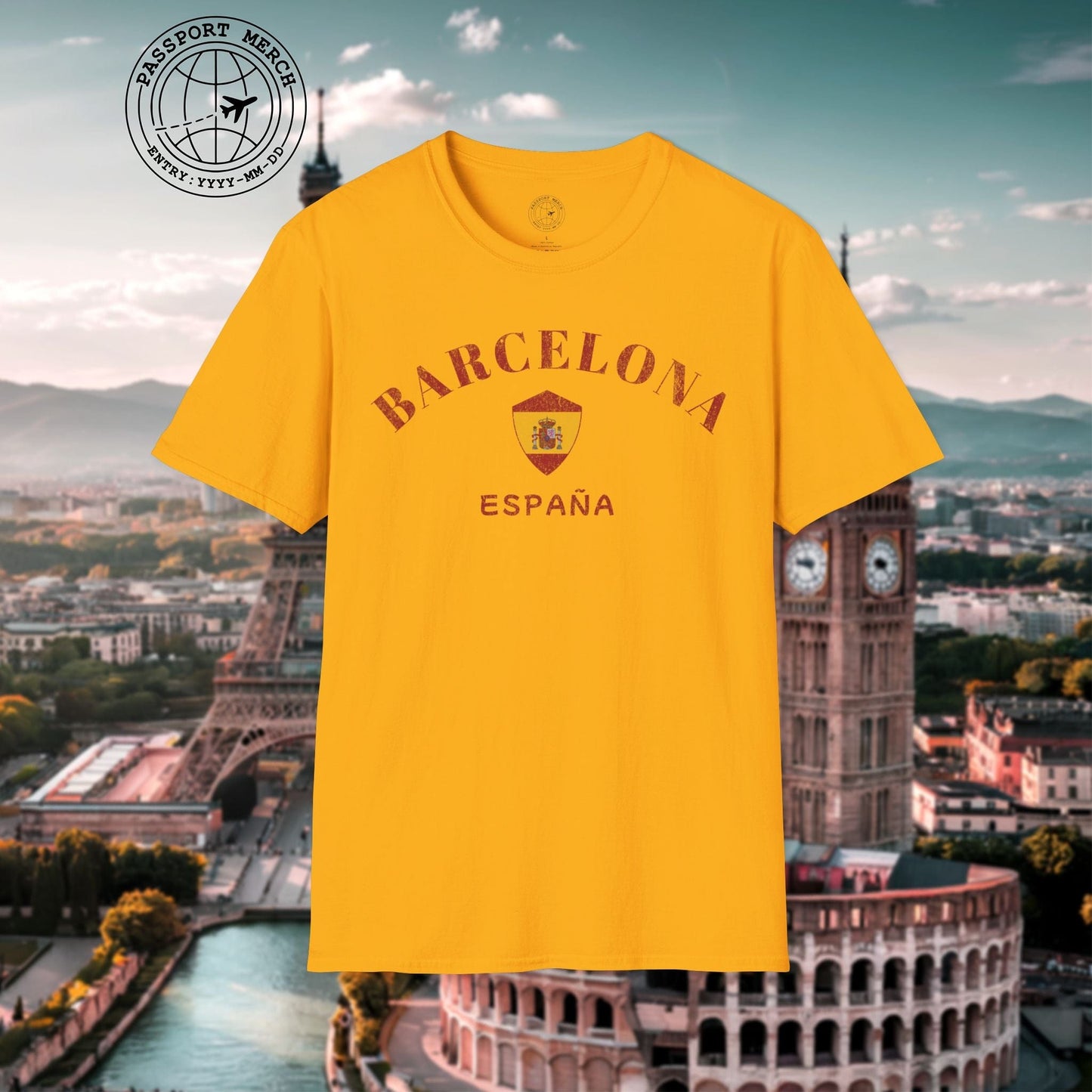 Barcelona with Coat of Arms Spain T-Shirt