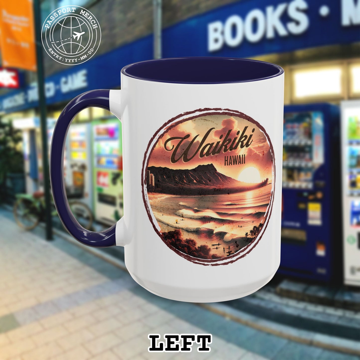 Vintage Nostalgia, Waikiki, Hawaii 15oz Mug