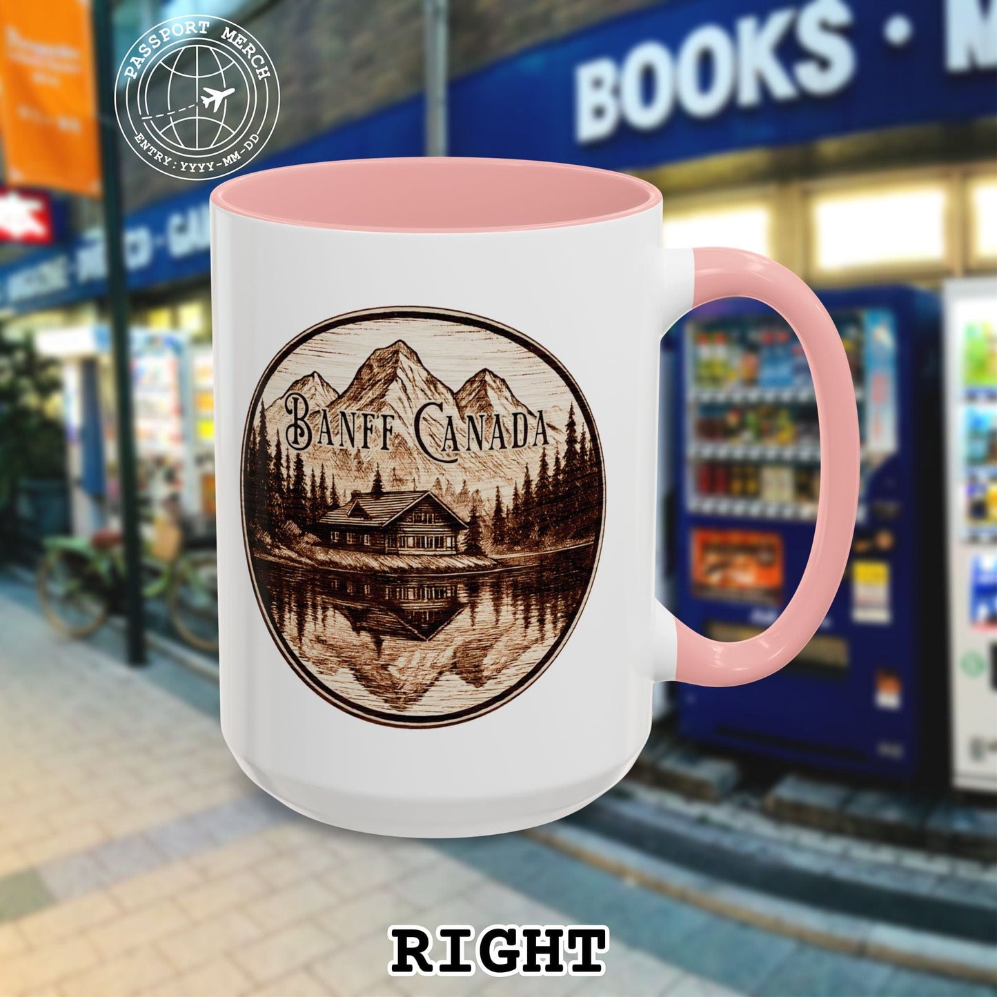 Wood Burned Badge, Banff Canada 15oz Mug