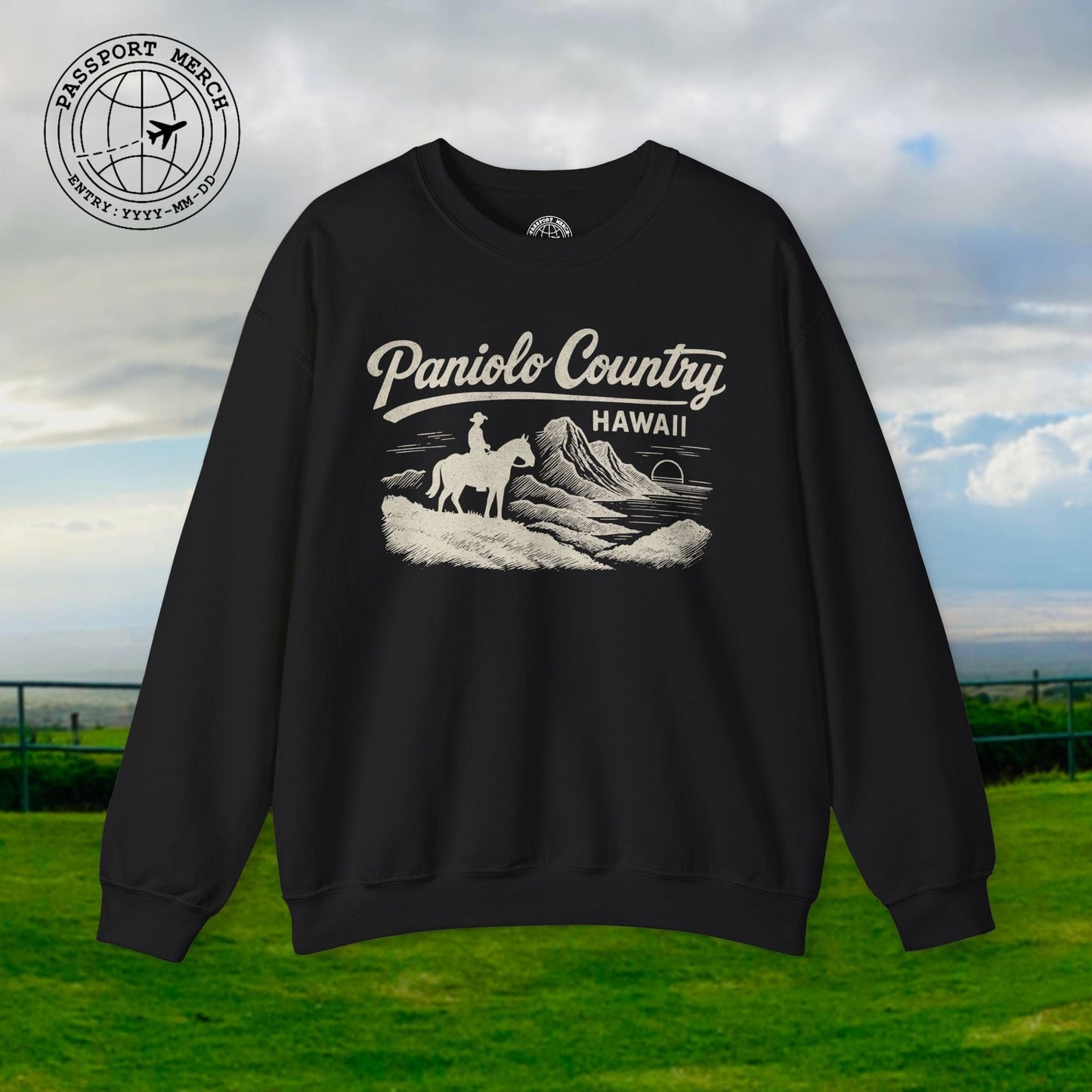 Paniolo Country Vintage Monochrome, Hawaii Crewneck