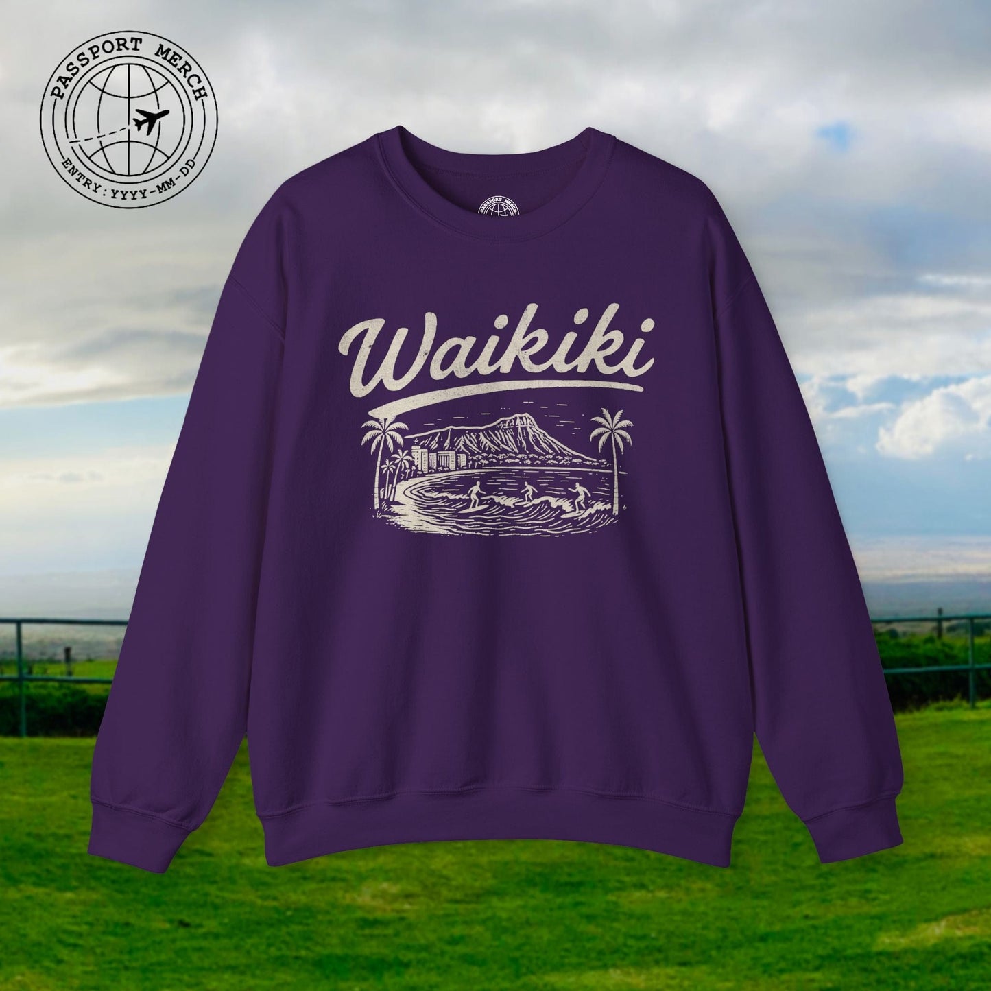 Monochrome Dreams of Waikiki, Hawaii Crewneck