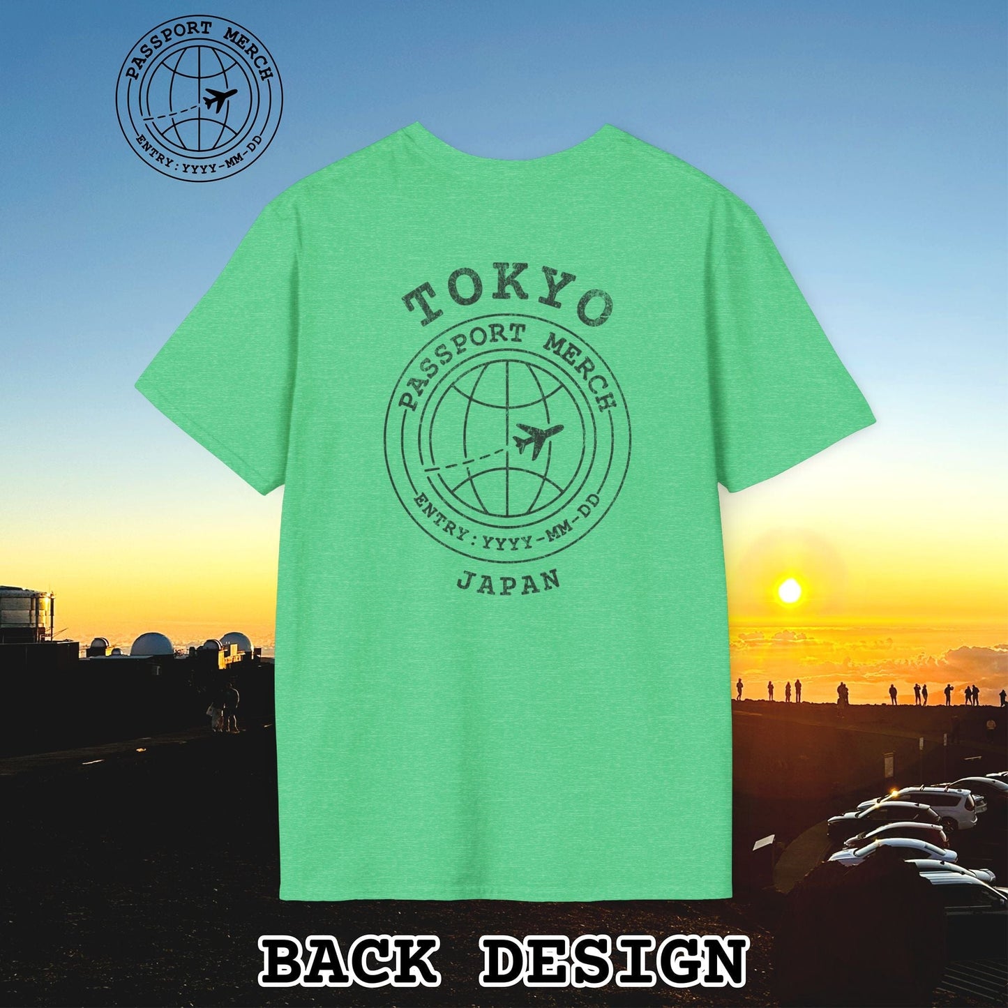 Brand Passport Stamp, Tokyo Japan, Back Print T-Shirt