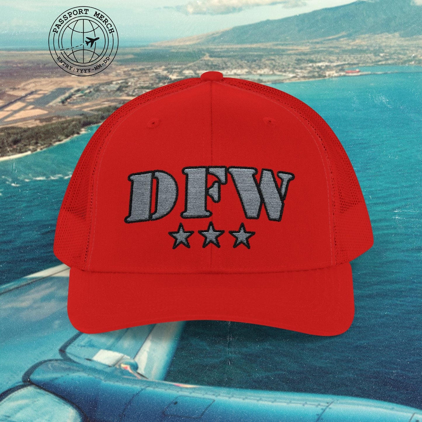 Classic Military, Dallas Fort Worth Texas Airport Code (DFW) Embroidered Trucker Hat