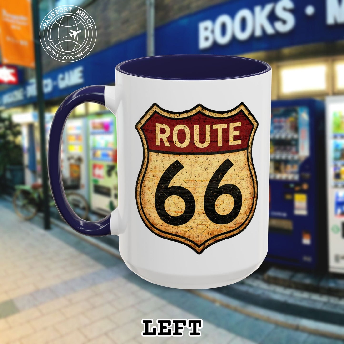 Signs of Wanderlust, Vintage Route 66, USA 15oz Mug