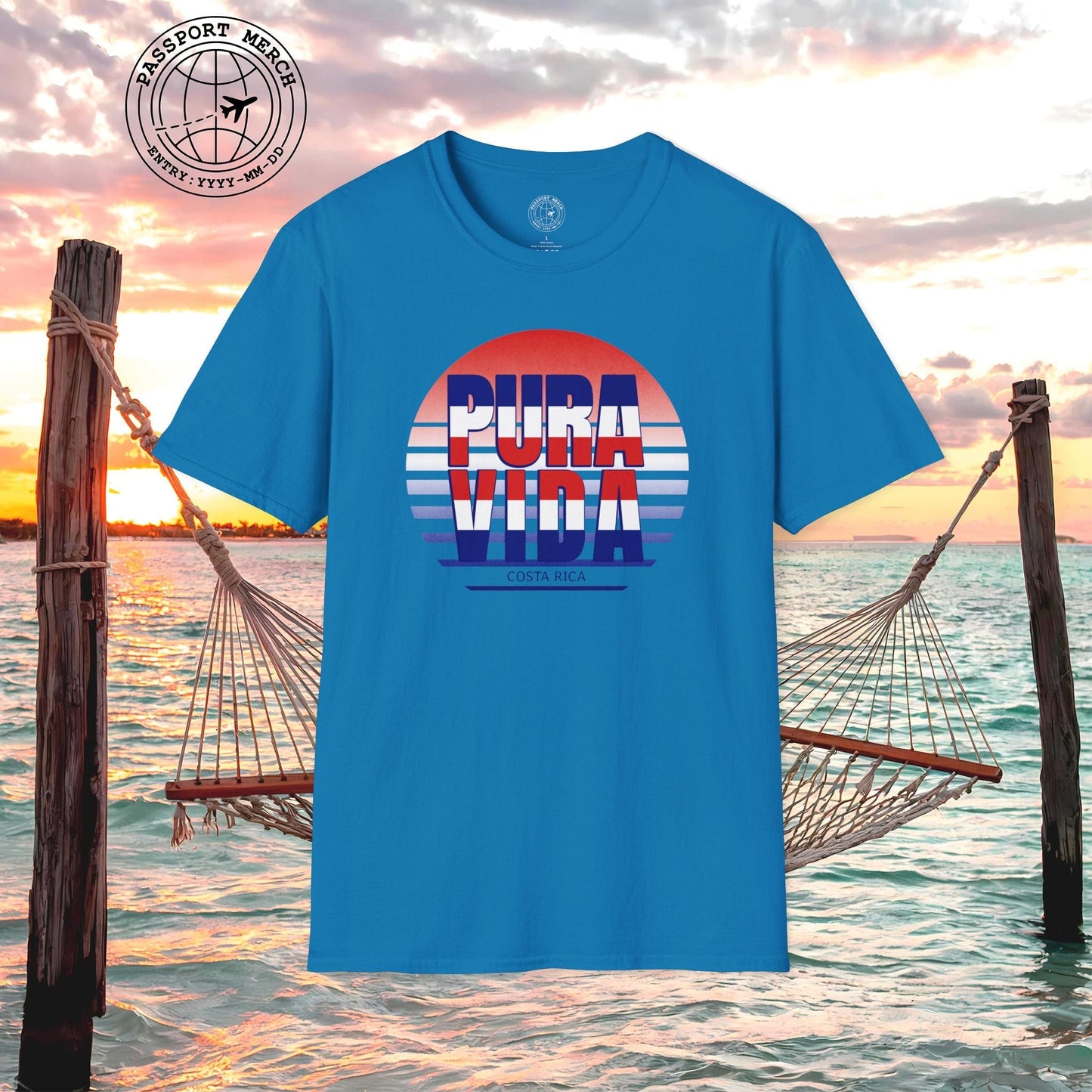 Pura Vida Patriotism Costa Rica Letter Flag T-Shirt