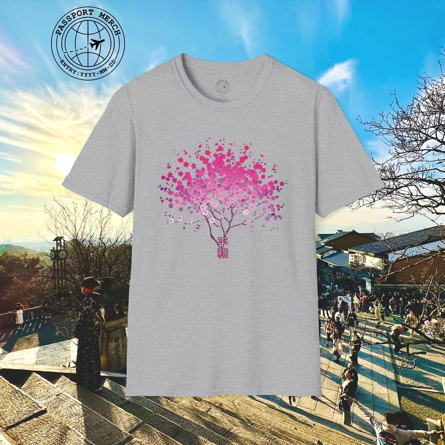 Cherry Blossoms Growing from Peace Japan T-Shirt