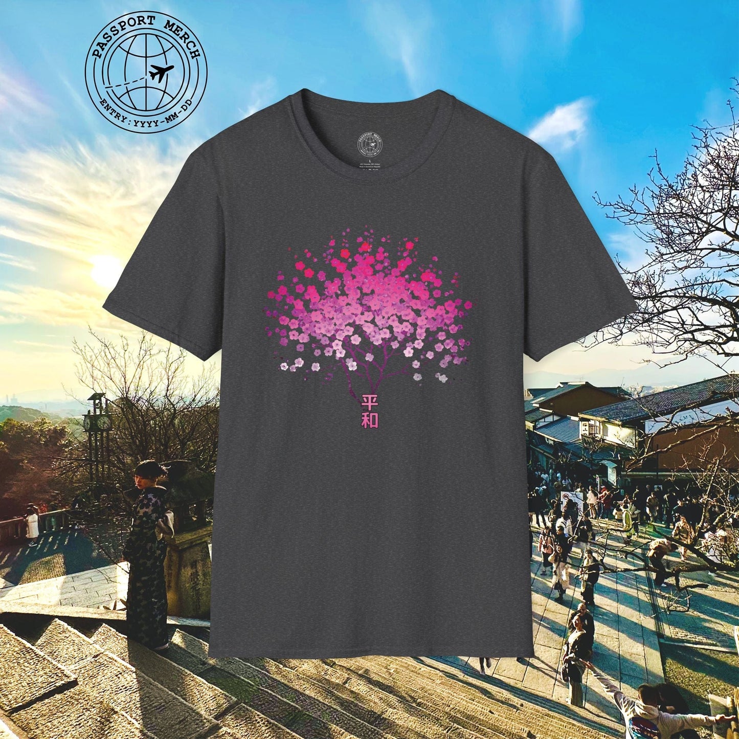 Cherry Blossoms Growing from Peace Japan T-Shirt