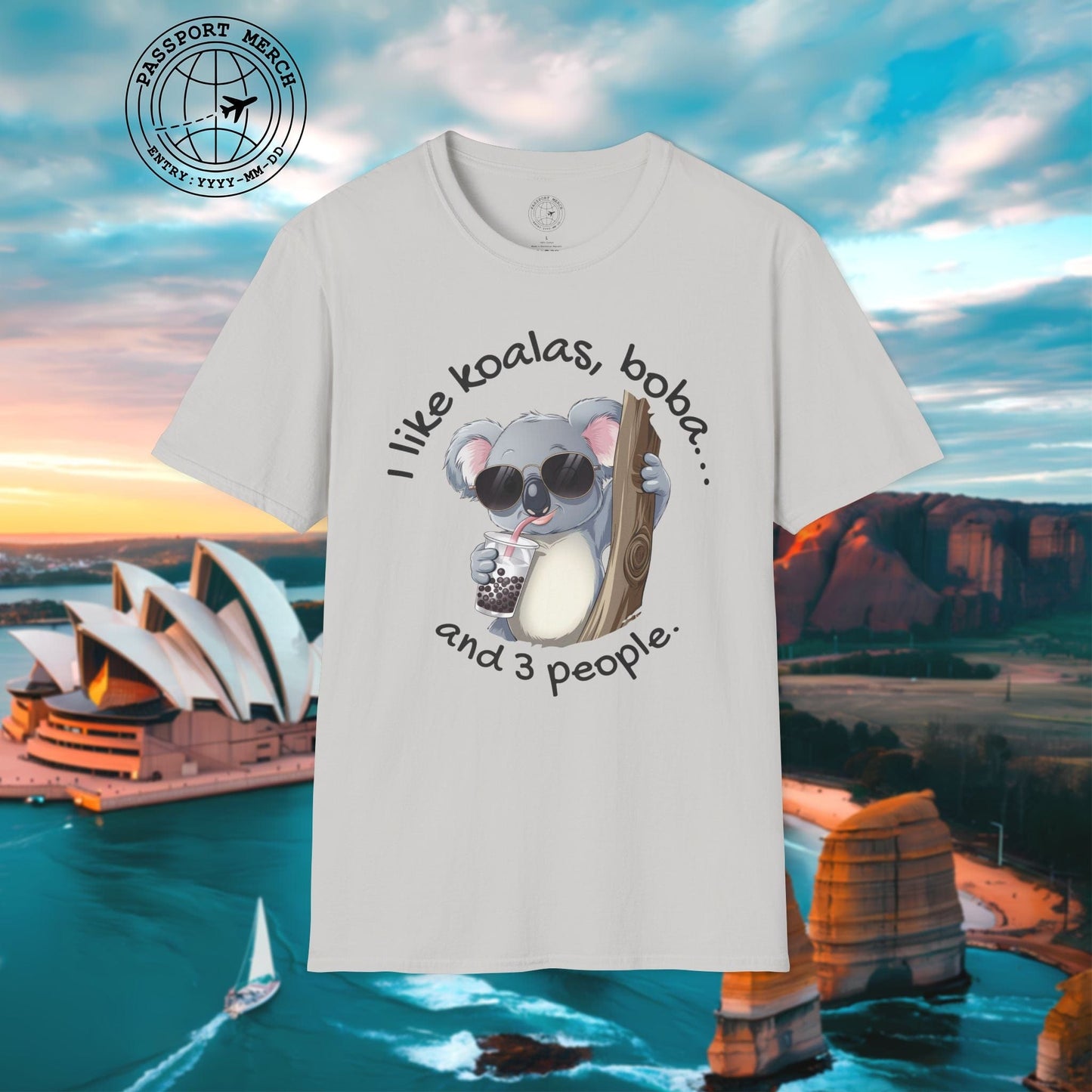 I like koalas, boba, and 3 people Australia T-Shirt