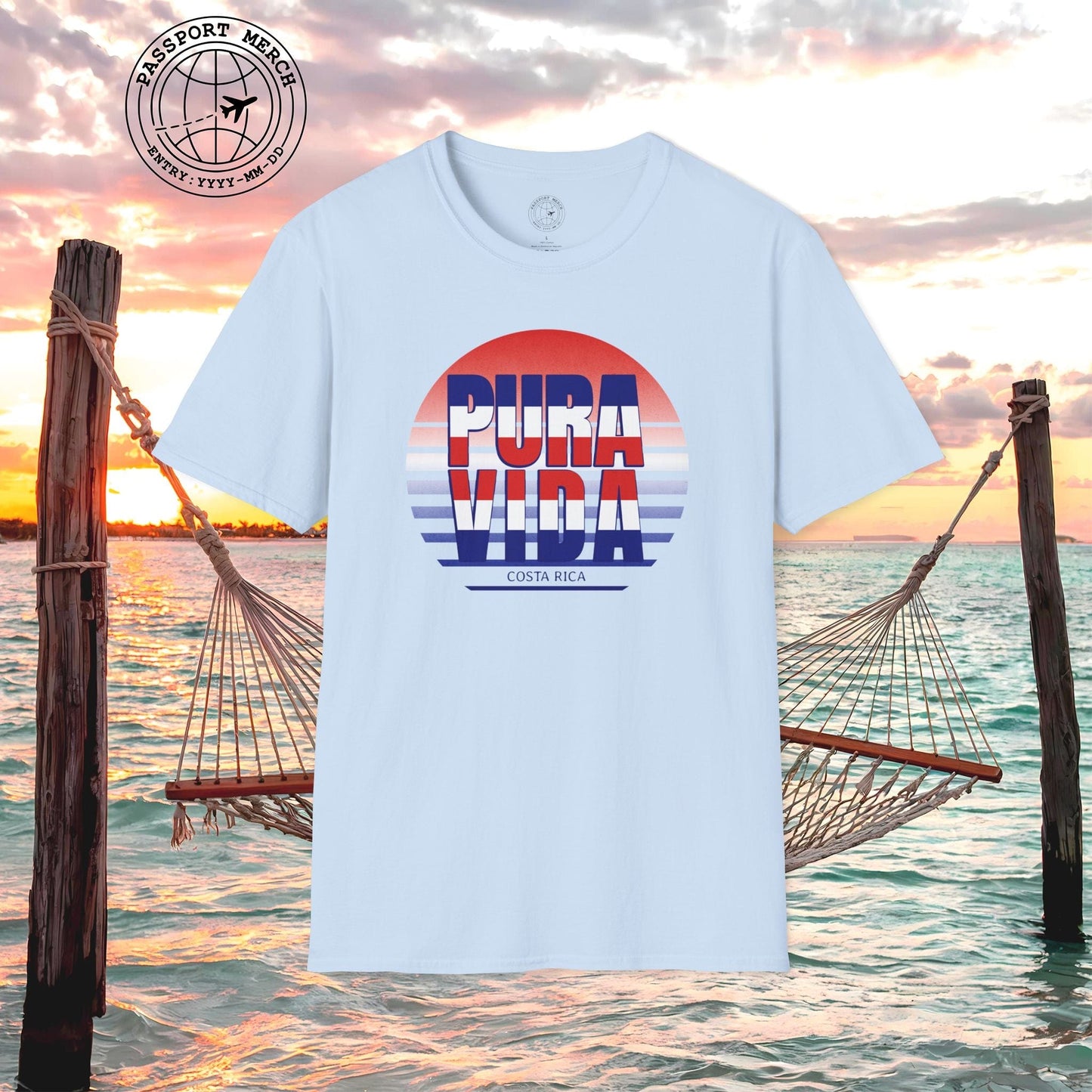 Pura Vida Patriotism Costa Rica Letter Flag T-Shirt