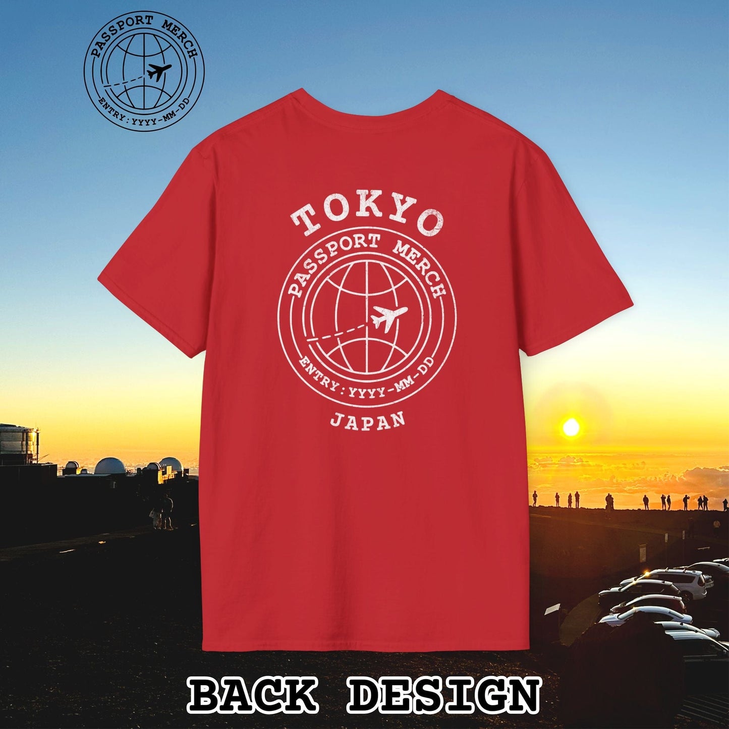 Brand Passport Stamp, Tokyo Japan, Back Print T-Shirt