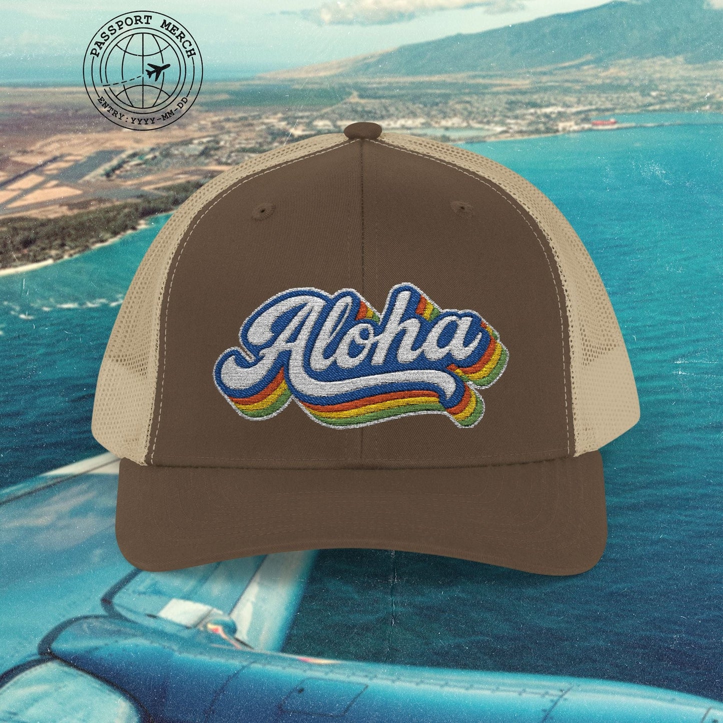 Classic 70s, Aloha, Hawaii Embroidered Trucker Hat
