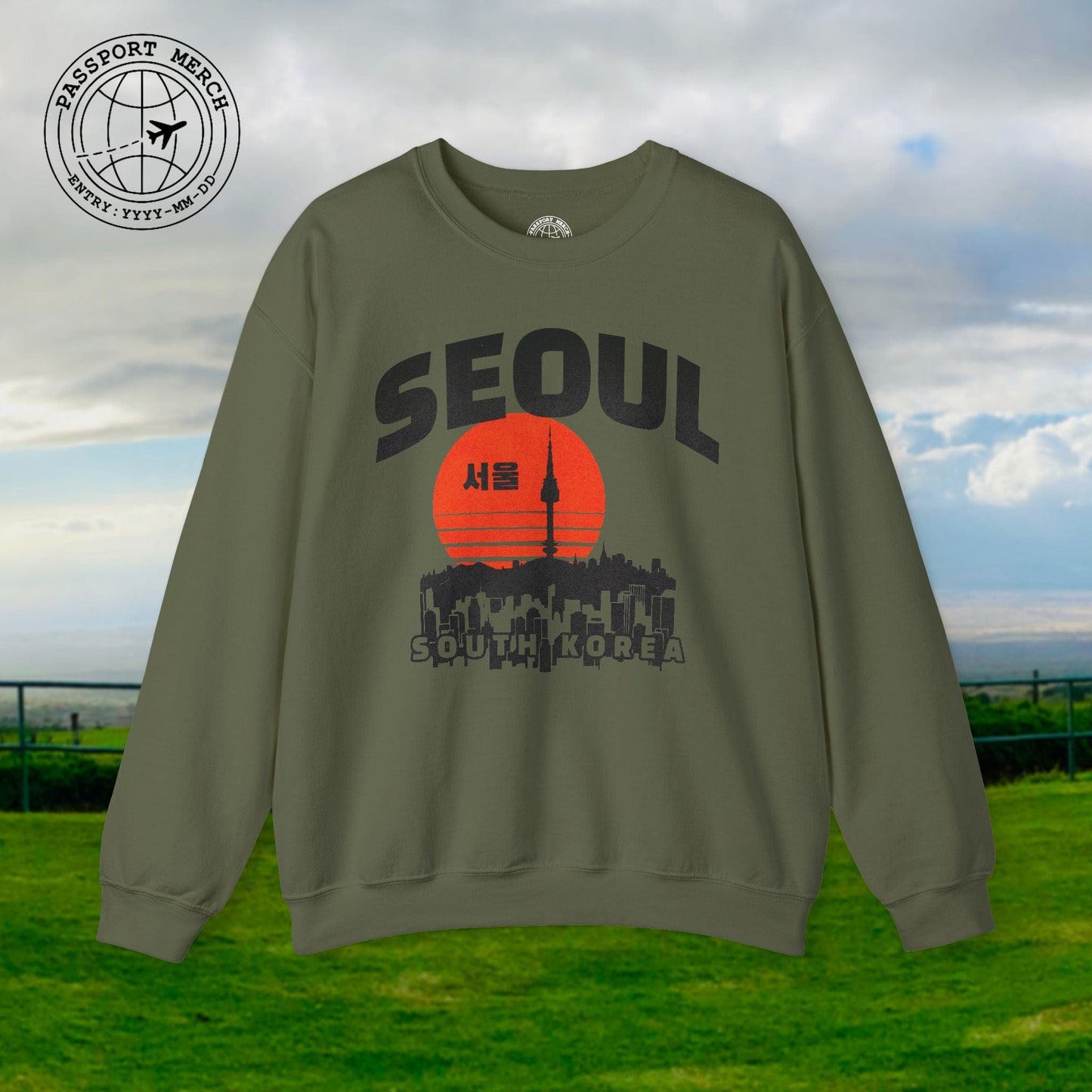 Seoul Retro Vintage Sunset, Korea Crewneck