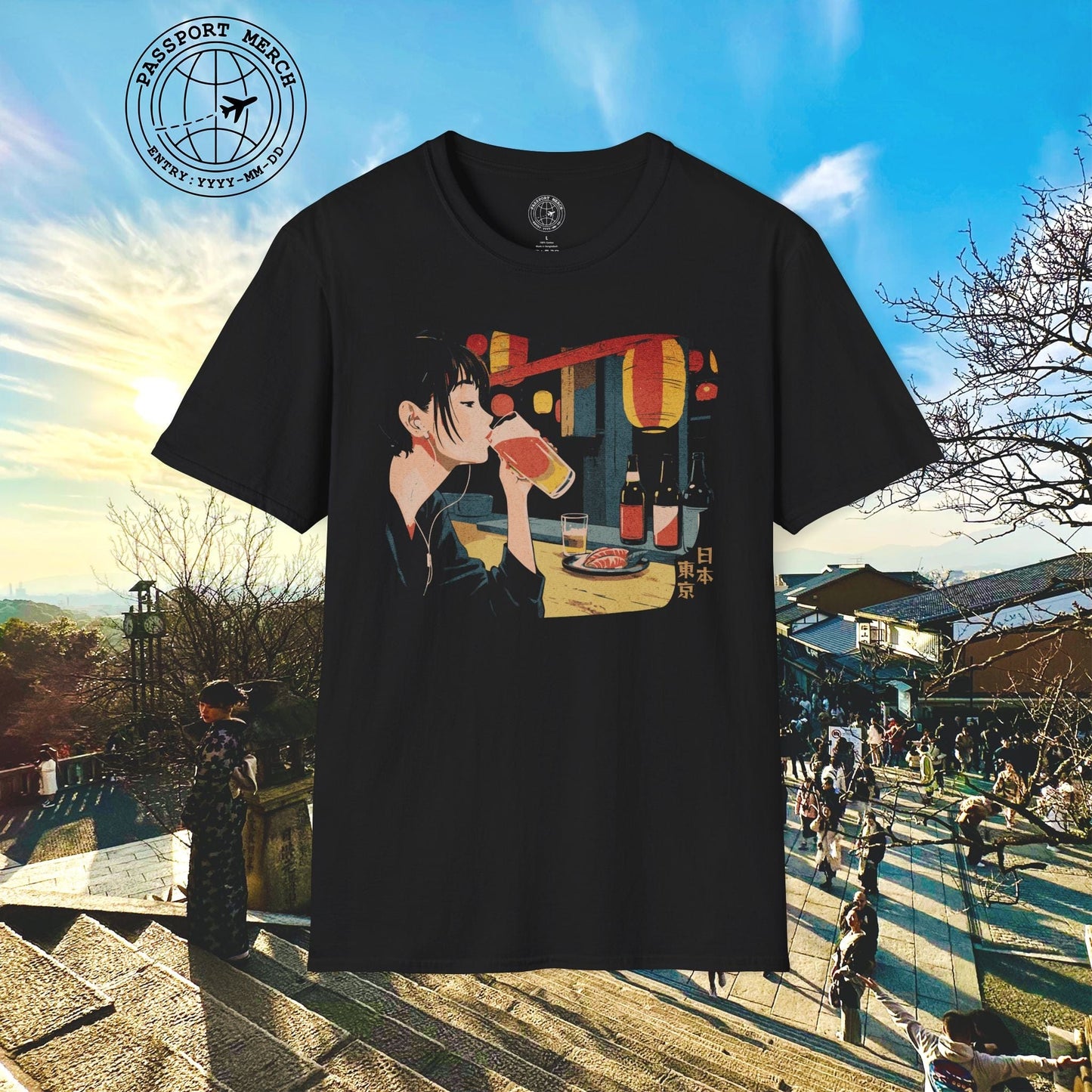Woman Drinking in Shibuya, Tokyo, Japan T-Shirt