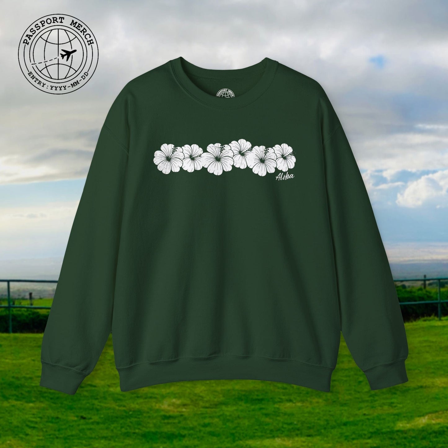 Monochrome Hibiscus, Hawaii Crewneck