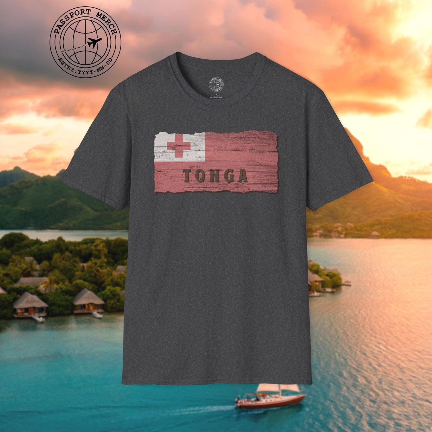 Kingdom of Tonga Woodworked Flag T-Shirt