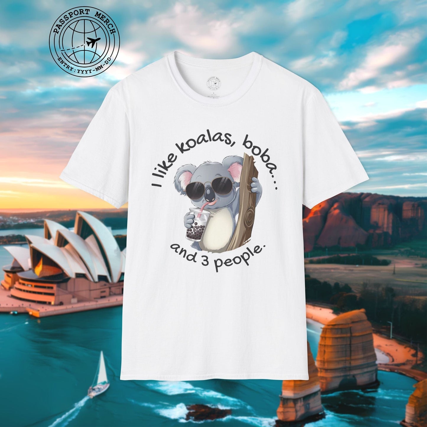 I like koalas, boba, and 3 people Australia T-Shirt