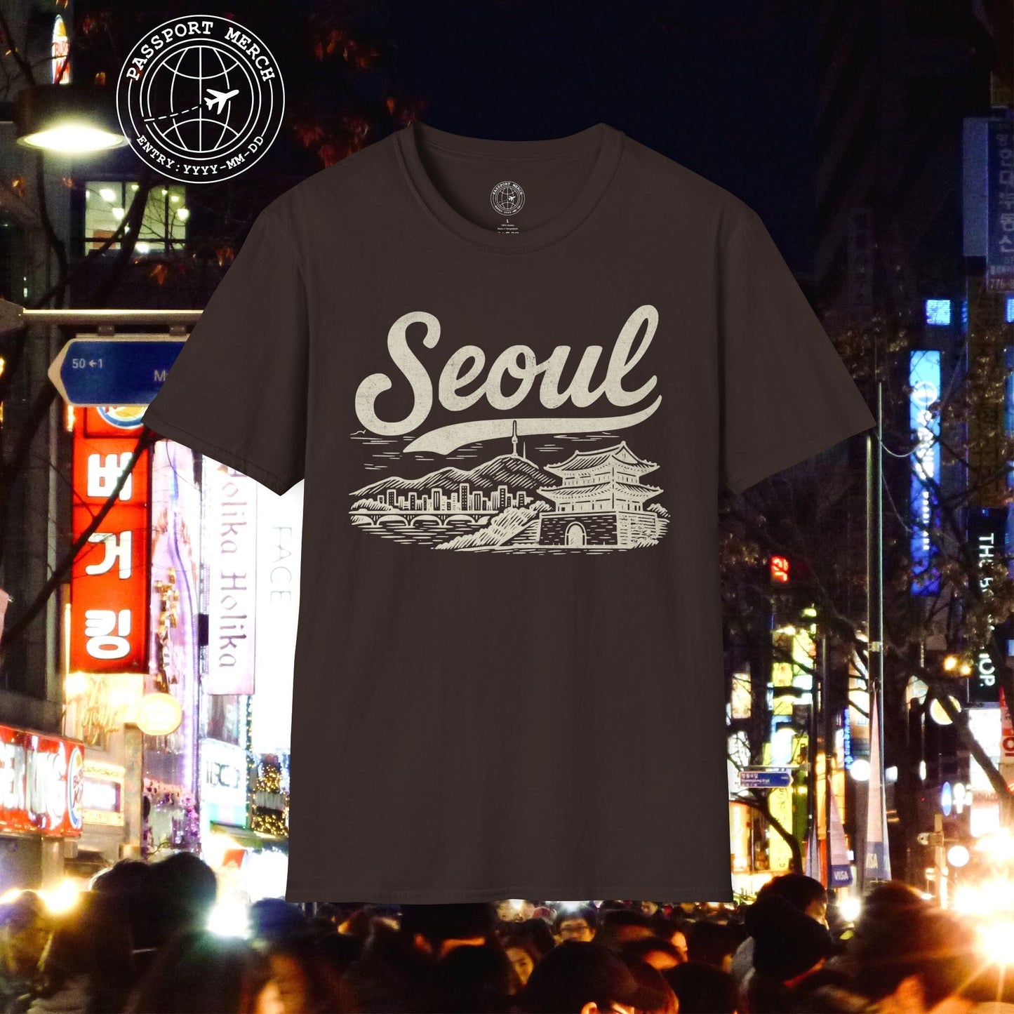 Monochrome Dreams of Seoul Korea T-Shirt