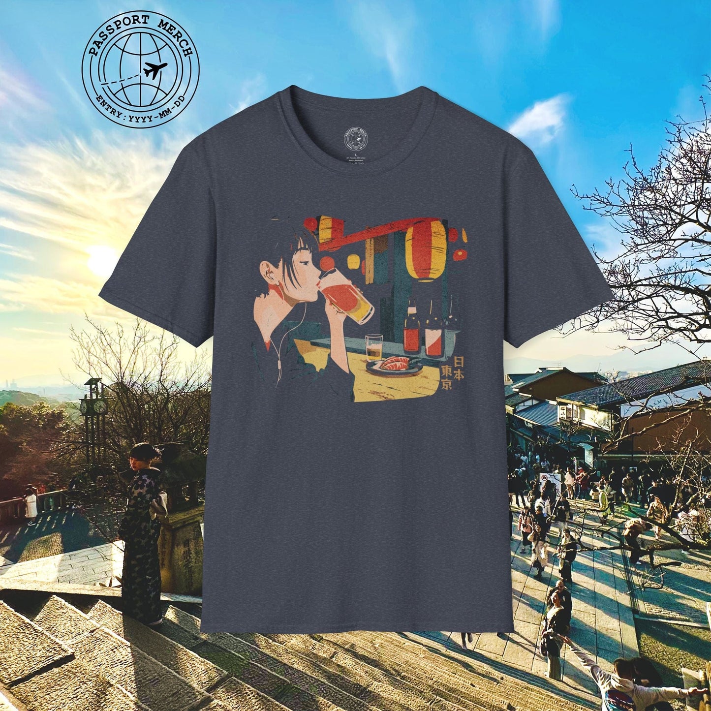Woman Drinking in Shibuya, Tokyo, Japan T-Shirt
