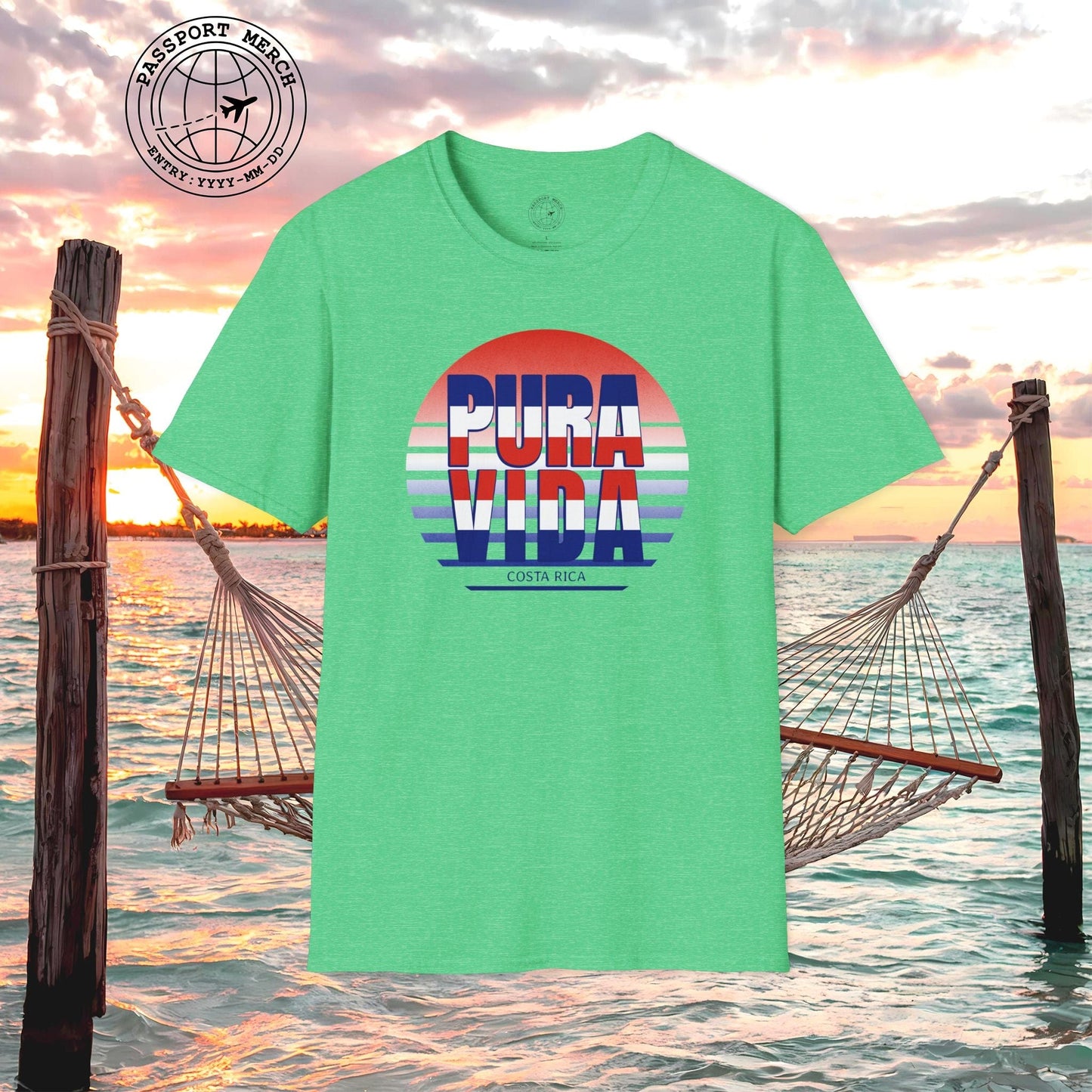 Pura Vida Patriotism Costa Rica Letter Flag T-Shirt