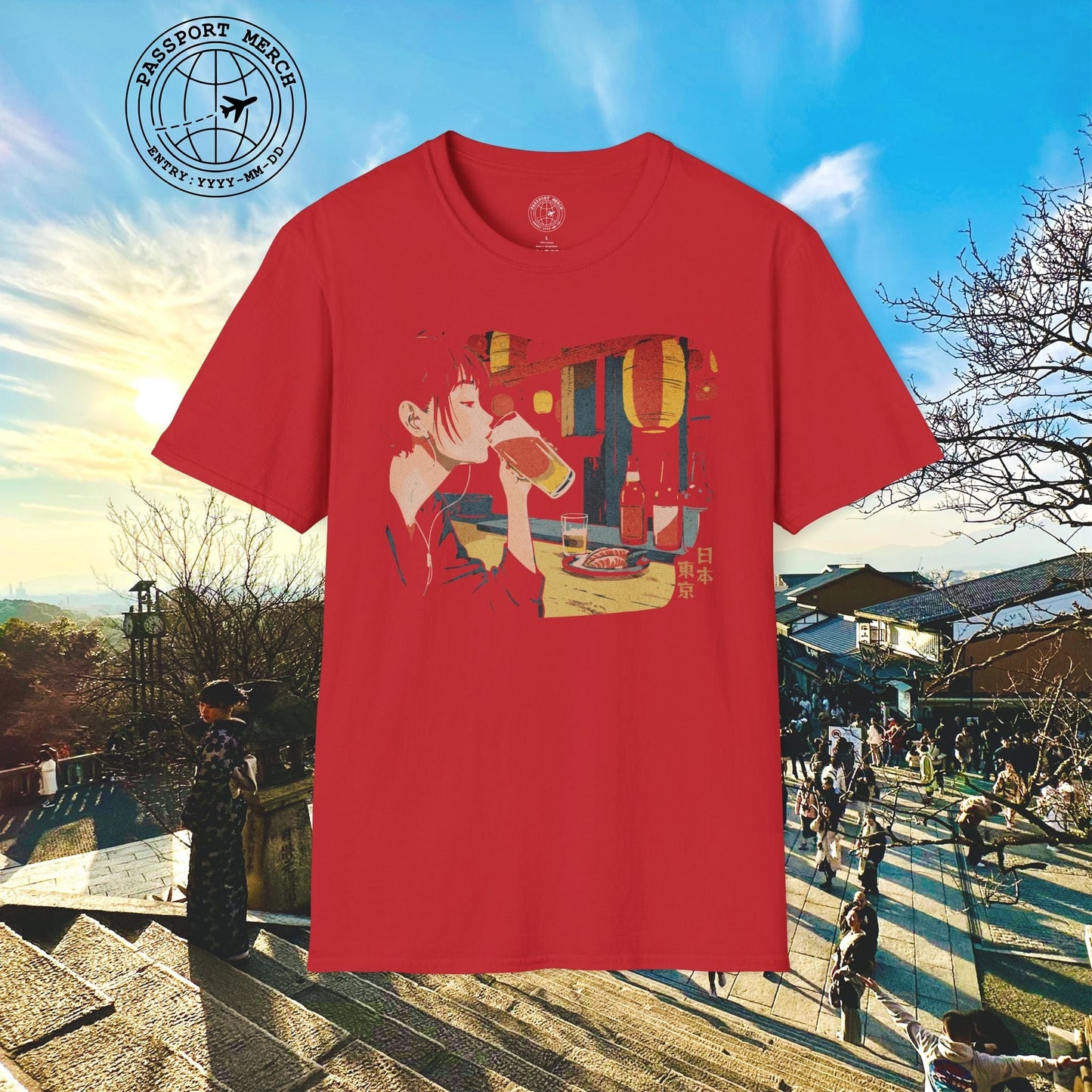 Woman Drinking in Shibuya, Tokyo, Japan T-Shirt