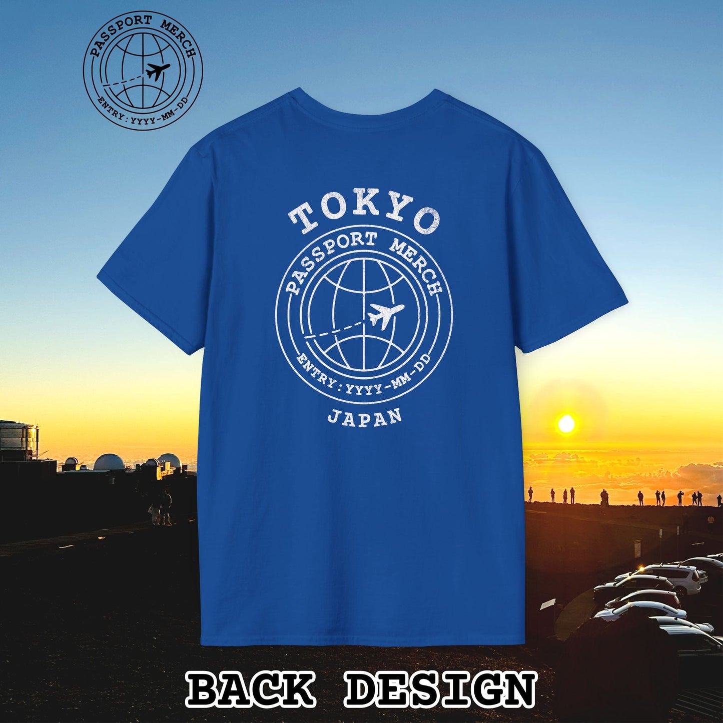 Brand Passport Stamp, Tokyo Japan, Back Print T-Shirt
