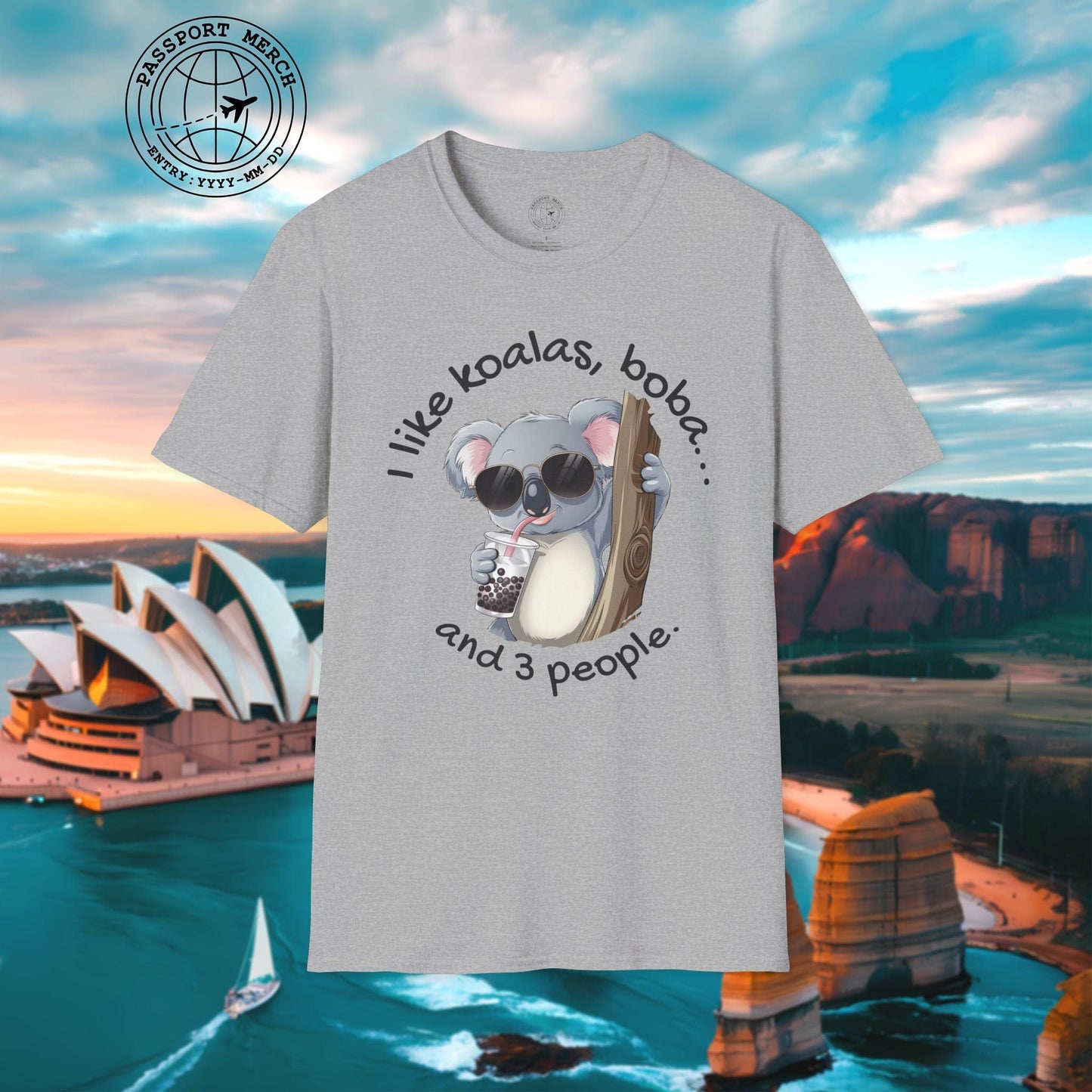 I like koalas, boba, and 3 people Australia T-Shirt