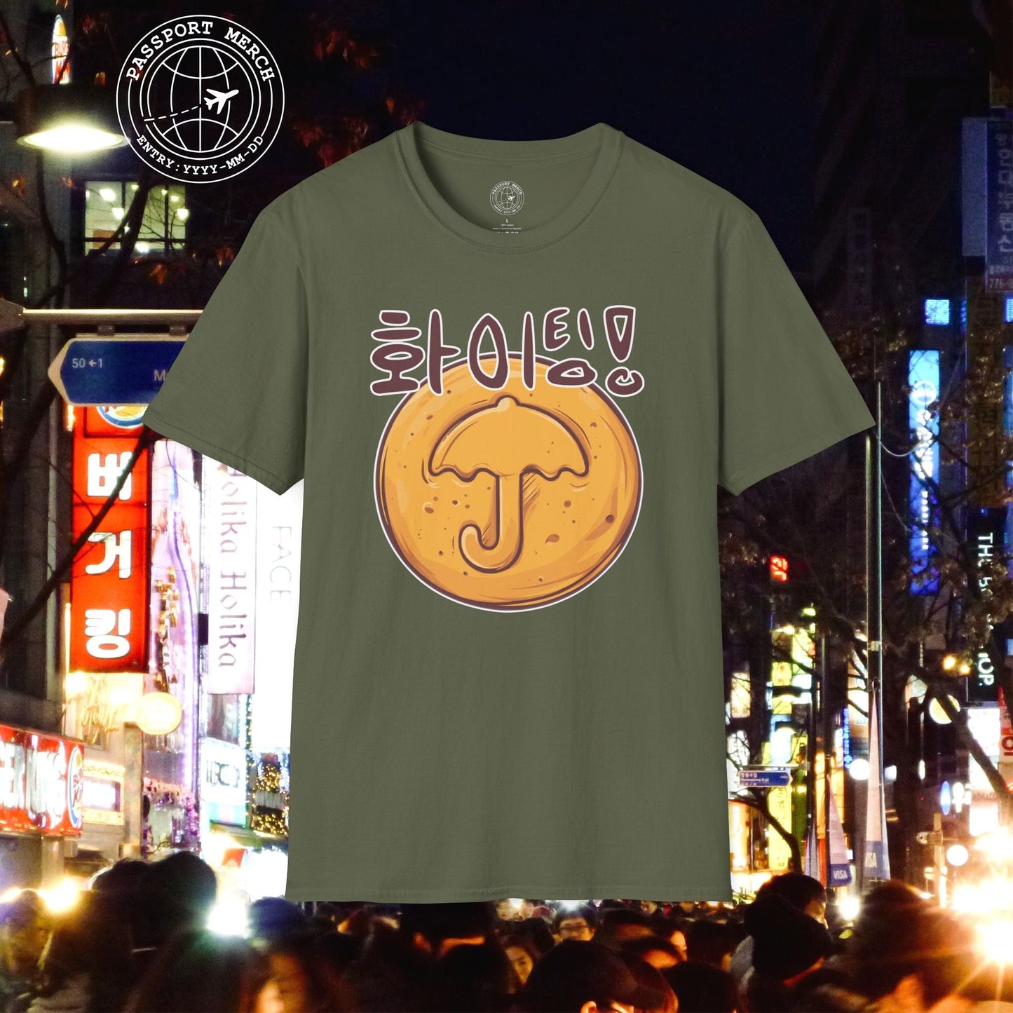 Korean "Fighting" Hangul and Dalgona Umbrella T-Shirt
