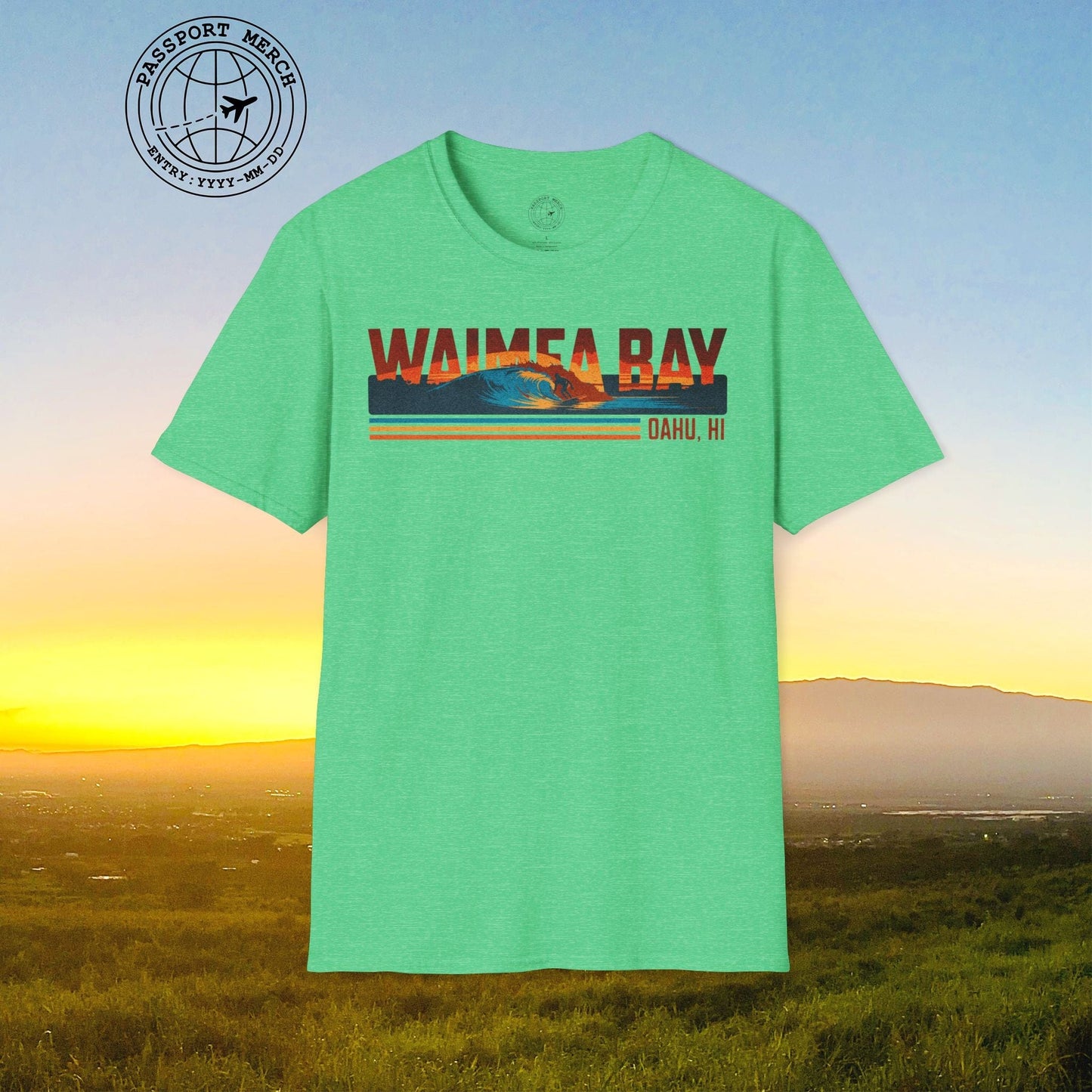 Waimea Bay, Oahu, Hawaii - Vibrant Surf Retro T-Shirt