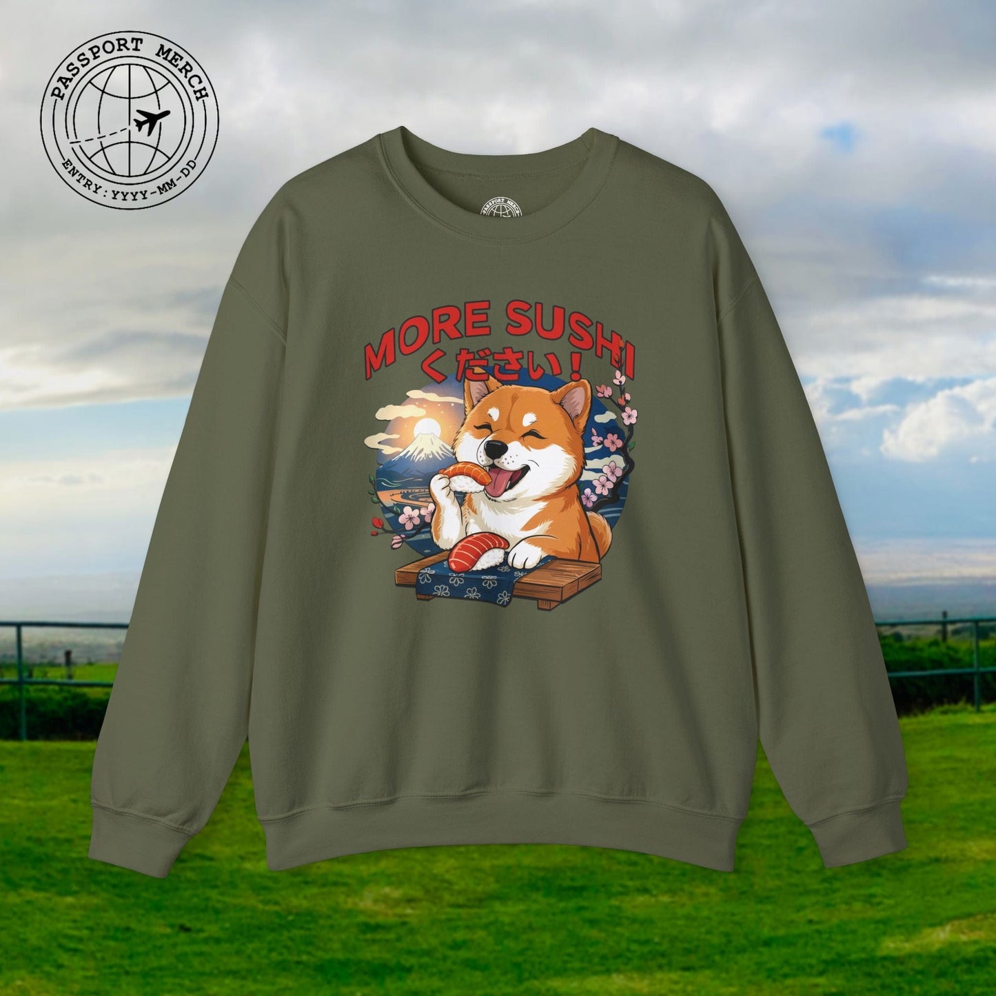 Shiba Inu, More Sushi Please! Japan Crewneck