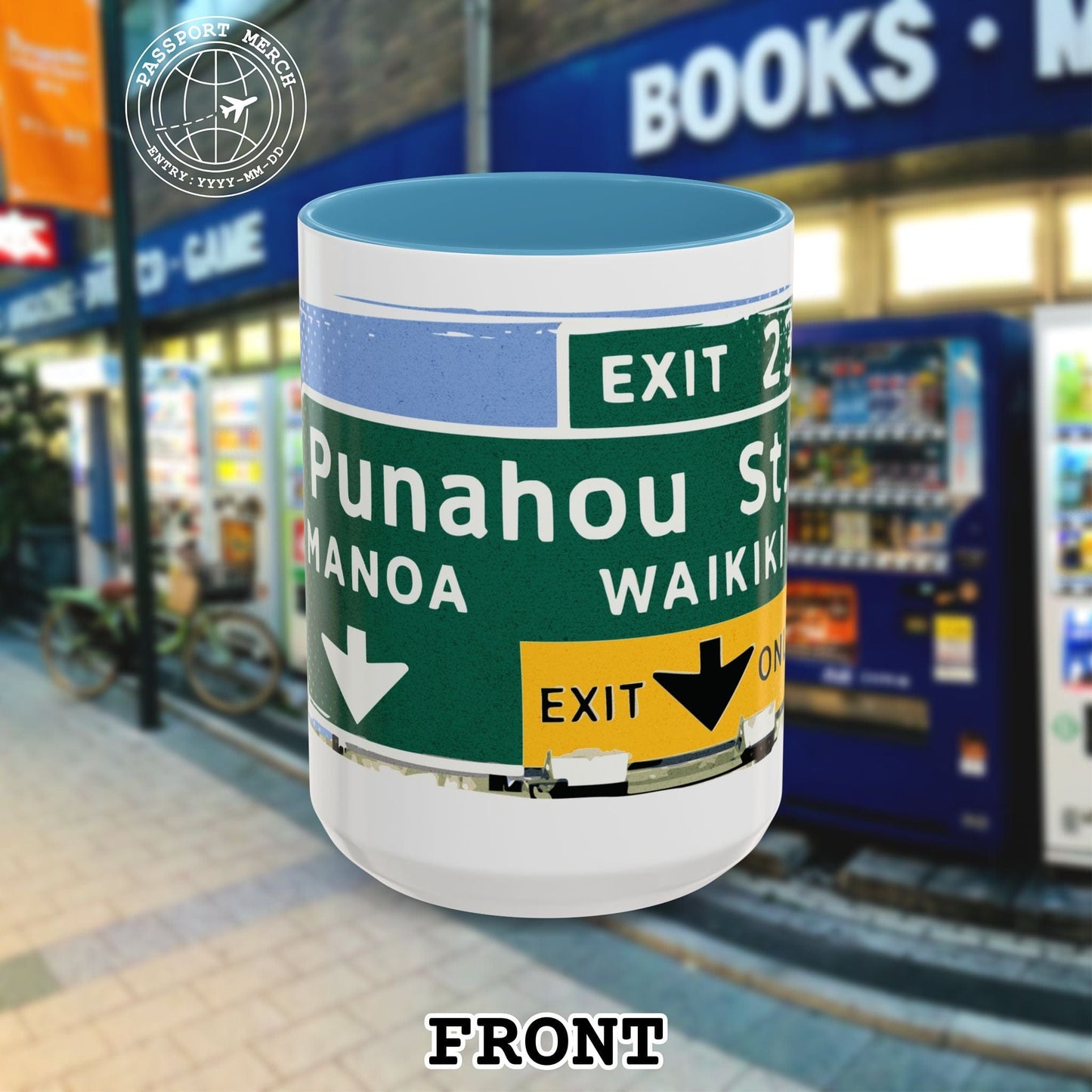 Signs of Wanderlust, Waikiki, Exit Only, Hawaii 15oz Mug