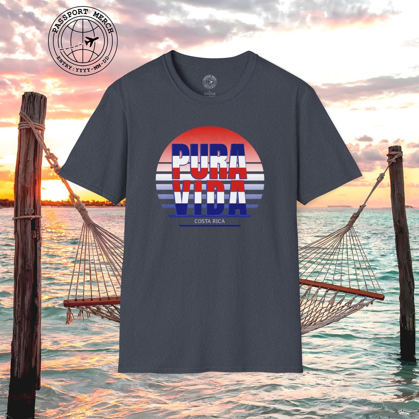Pura Vida Patriotism Costa Rica Letter Flag T-Shirt