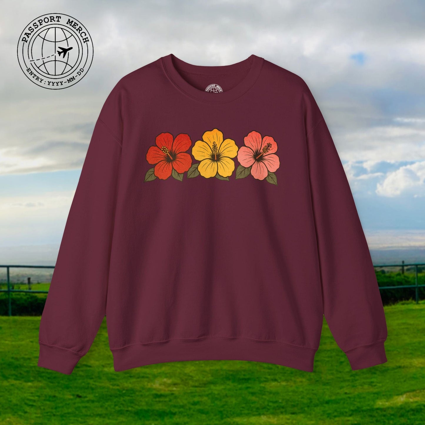 Three Vintage Hibiscus, Hawaii Crewneck