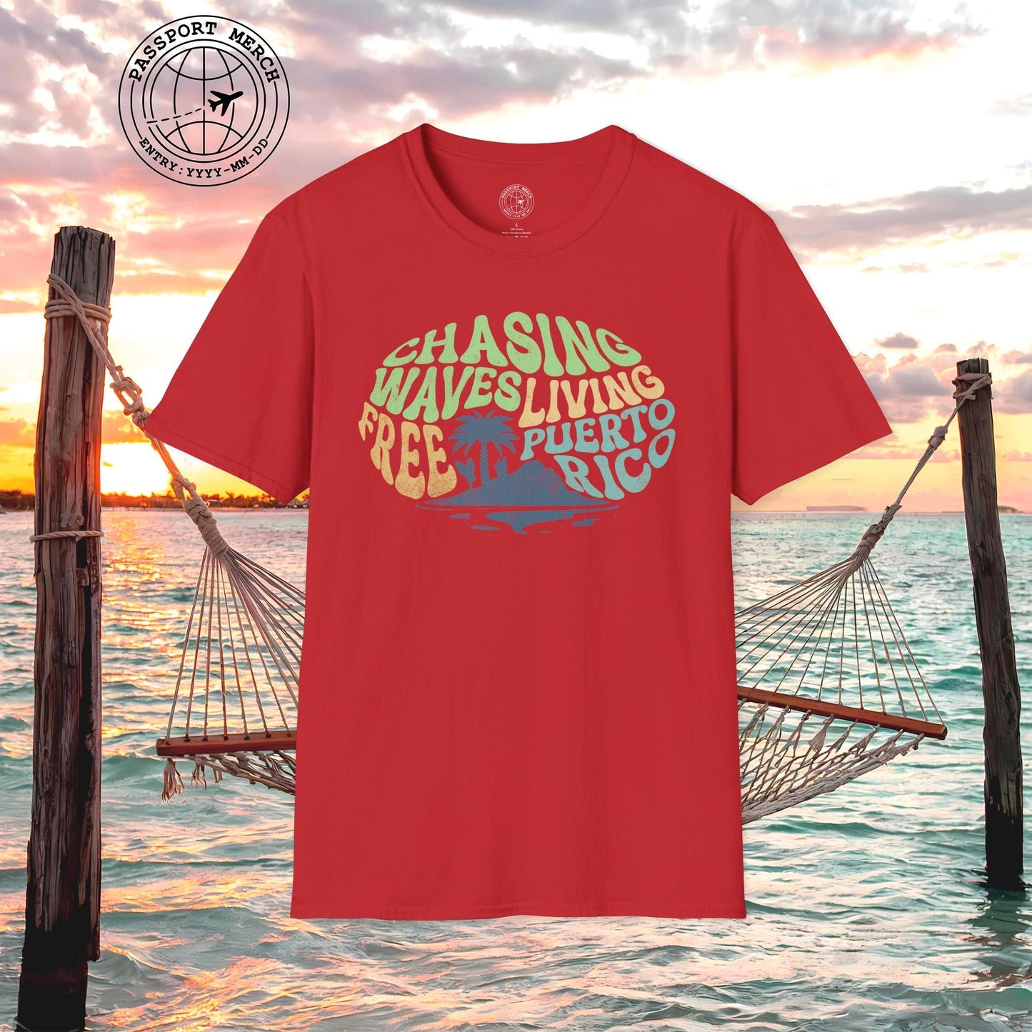 Chasing Waves Living Free Puerto Rico T-Shirt