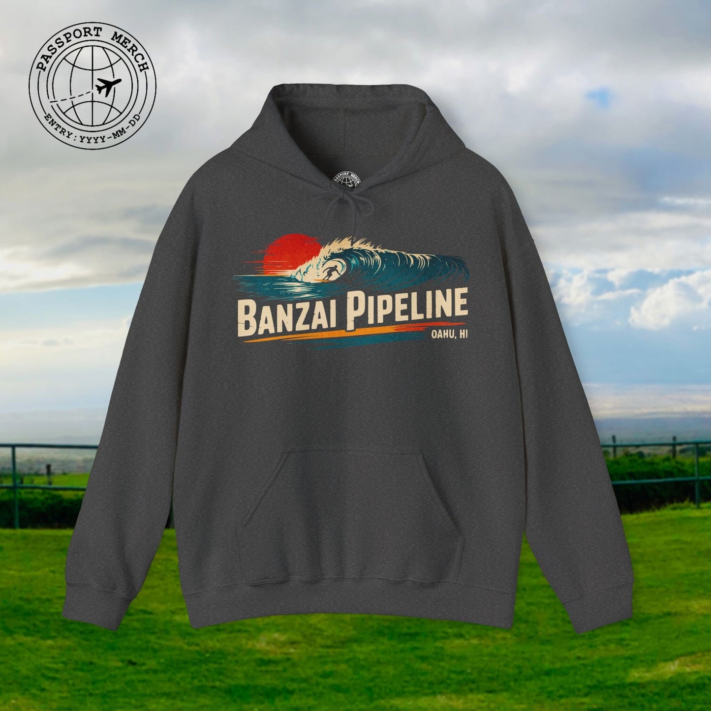 Banzai Pipeline, Oahu, Hawaii - Vibrant Surf Retro Hoodie