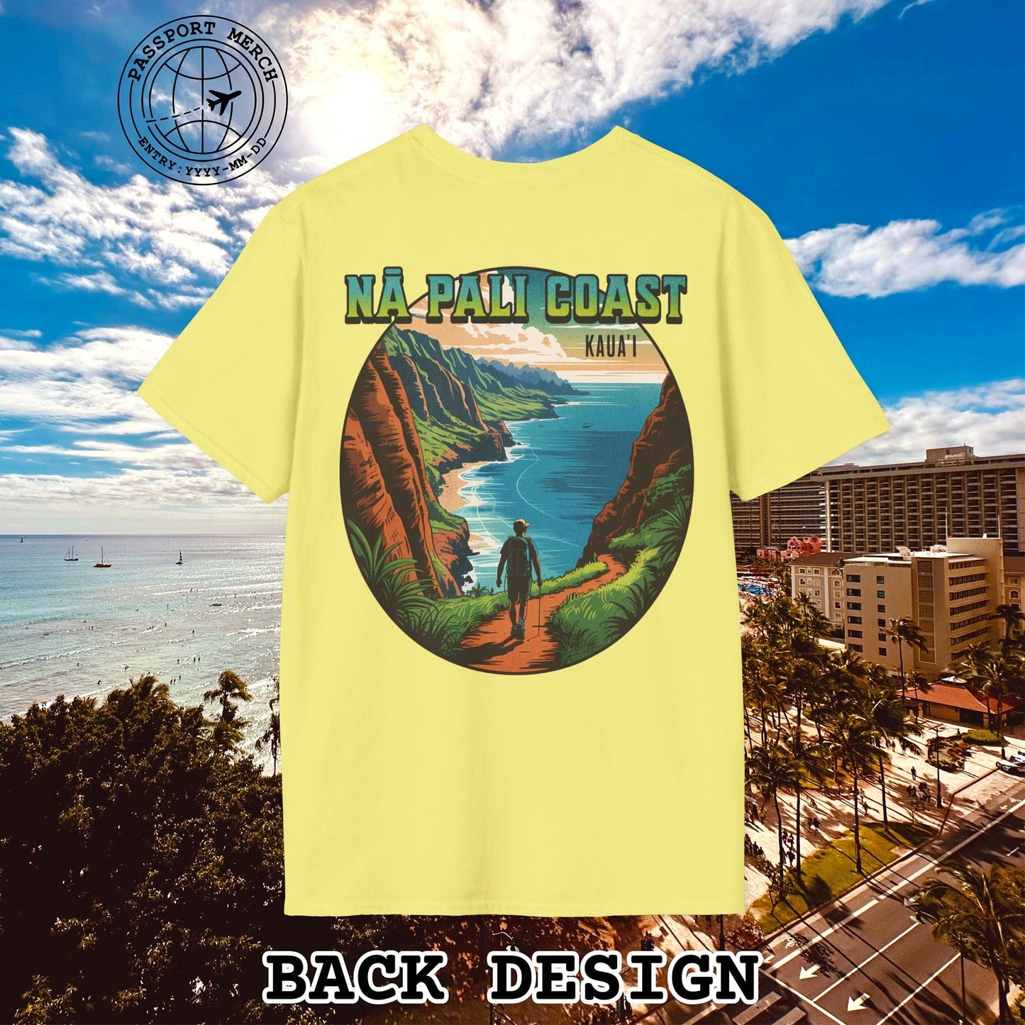 Napali Coast, Kauai, Hawaii, Back Print T-Shirt