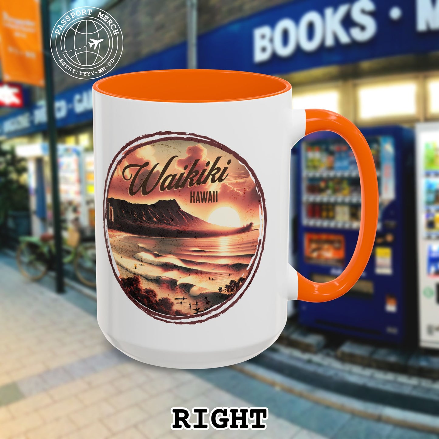 Vintage Nostalgia, Waikiki, Hawaii 15oz Mug